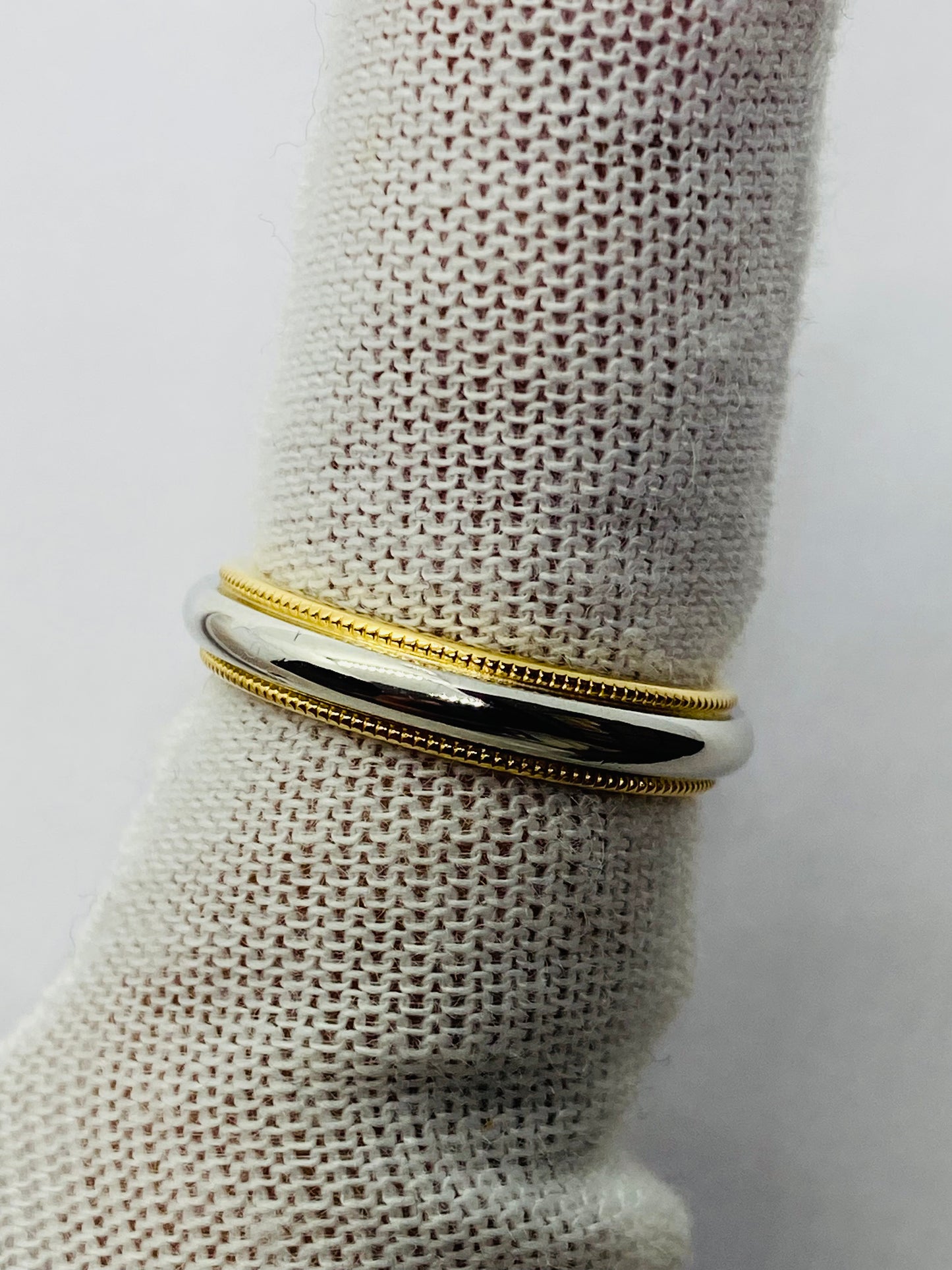 Tiffany & Co Milgrain Band Ring In Platinum & 18k Yellow Gold Size 4.5