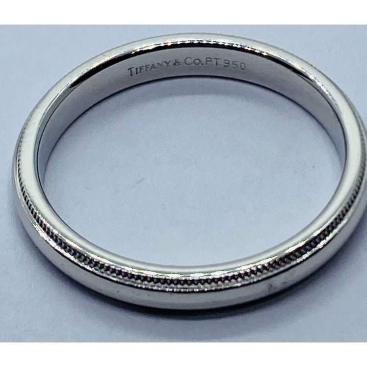 Tiffany & Co Platinum 950 3mm Double milgrain band ring 6.4 grams - Size 9