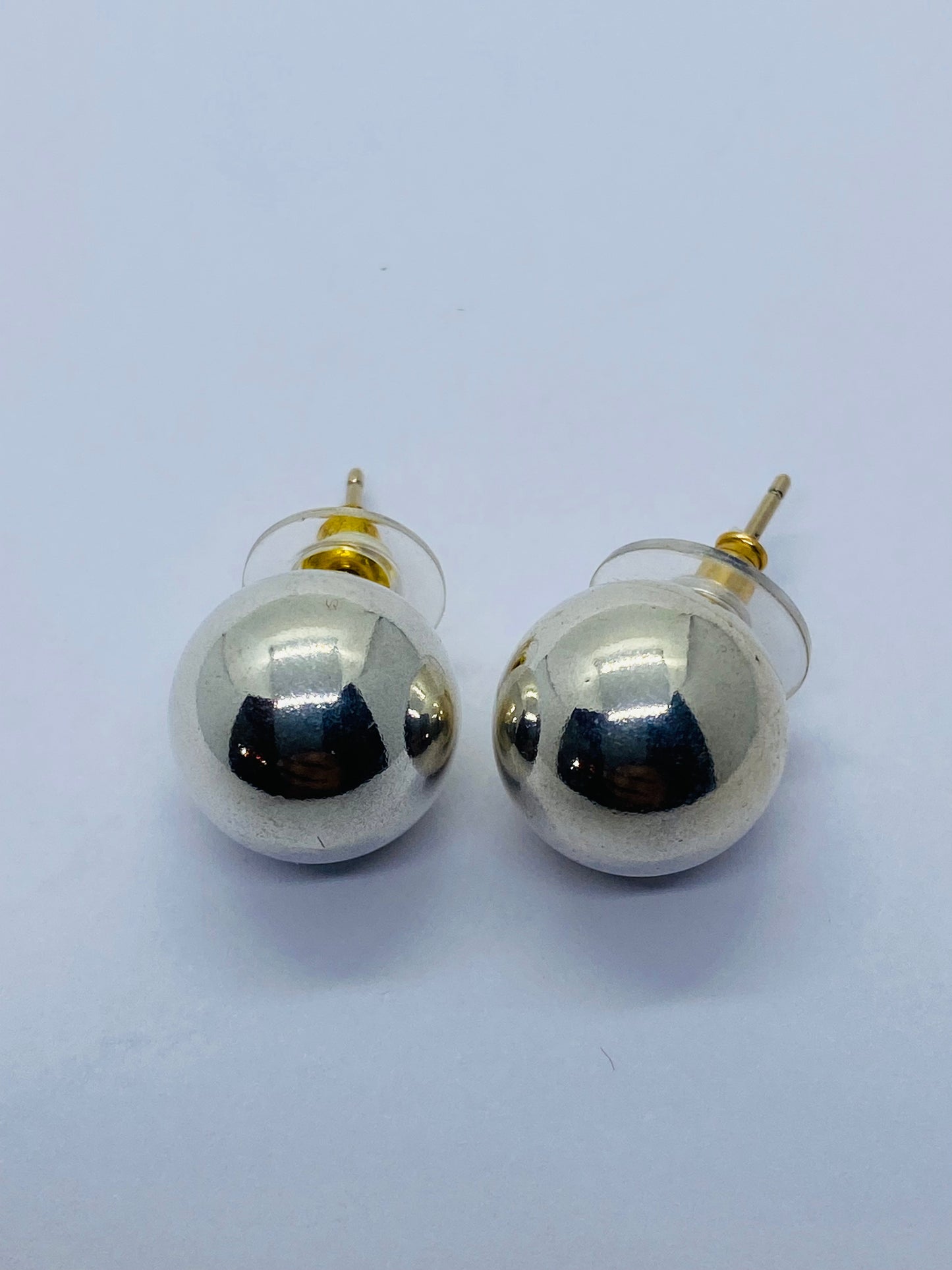 Retired 14mm Tiffany & Co Sterling Silver Ball Stud Earrings. read.