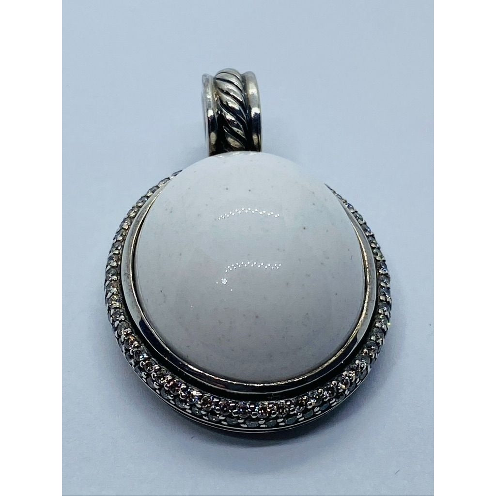 David Yurman White Agate Diamond Enhancer 39mm