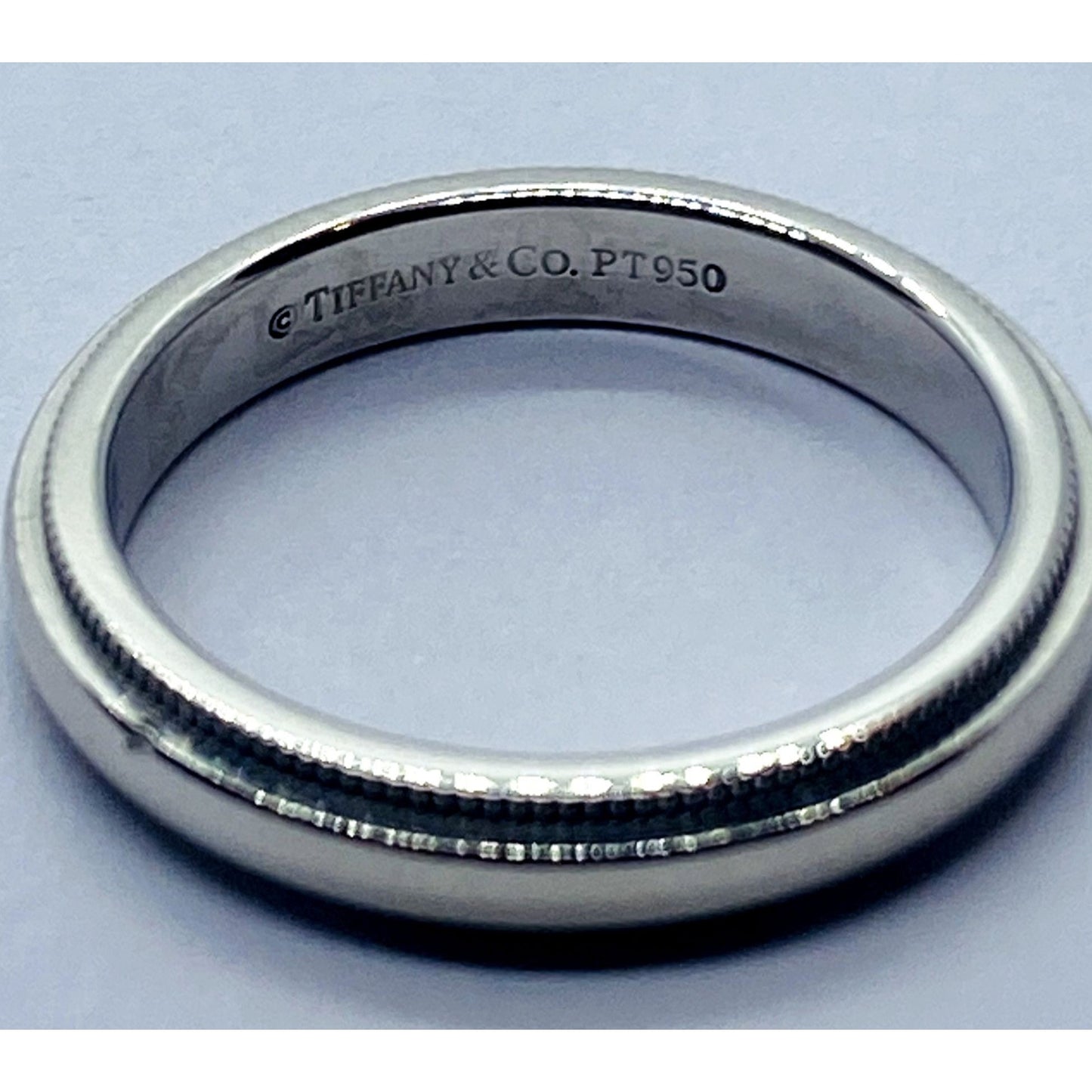 TIFFANY & CO PLATINUM 950 Double MILGRAIN WEDDING BAND 3MM SIZE 4.75