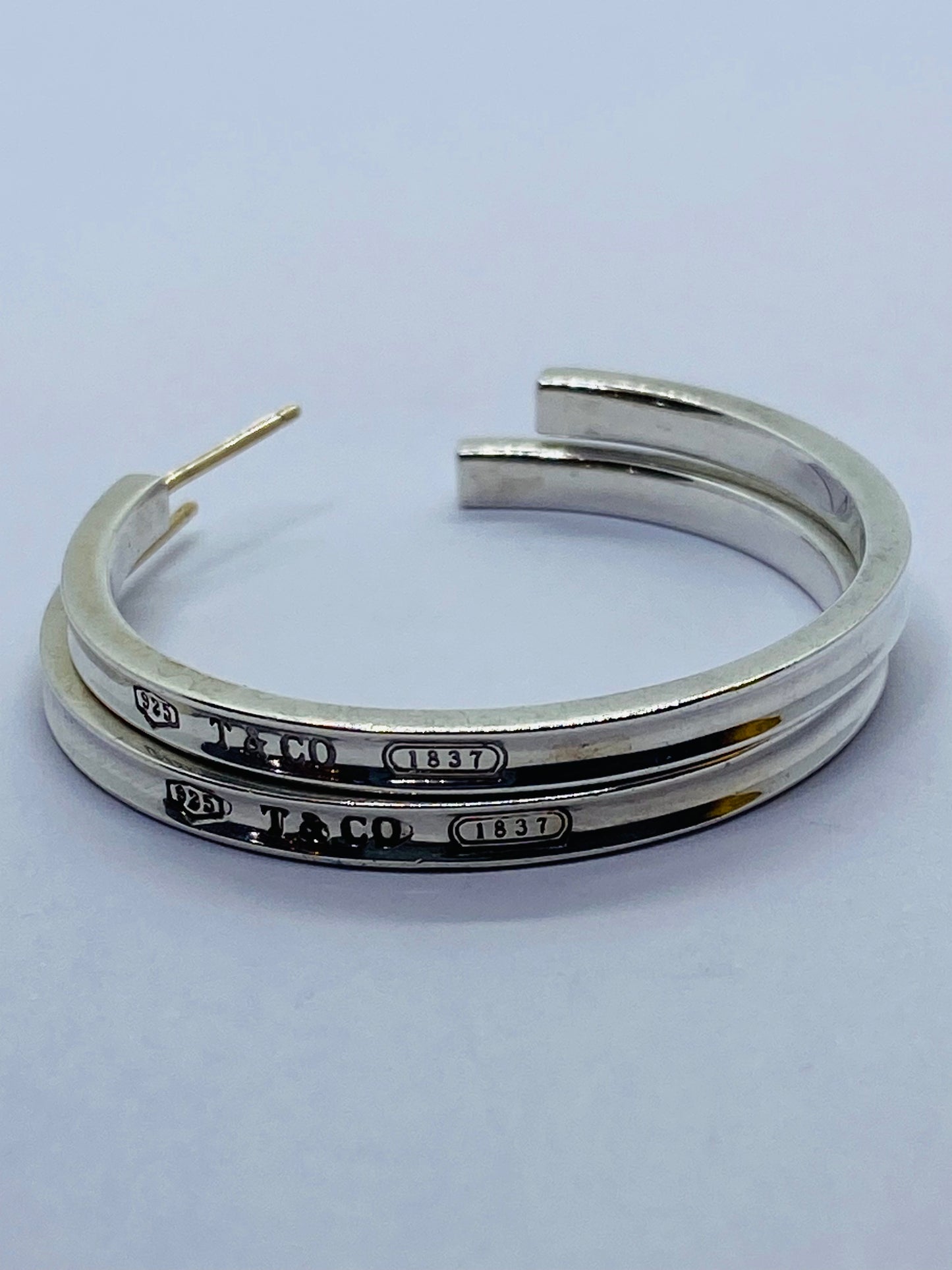 Tiffany & Co. 1837 Narrow Large 33mm Hoop Earrings Love Sterling Silver