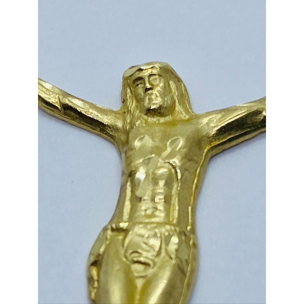 14K Yellow Gold Cross Crucifix Charm Pendant 44 x 37 MM