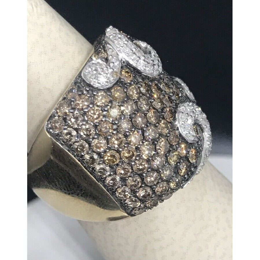Stunning 14k Diamond Ring Pave 2.75 CT Yellow Gold 8.3G OTC Signed Sz 6.5