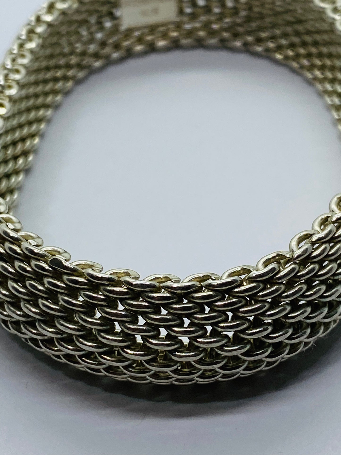 Tiffany & Co. 7.75” Somerset Mesh 15MM Wide Bracelet in Sterling Silver