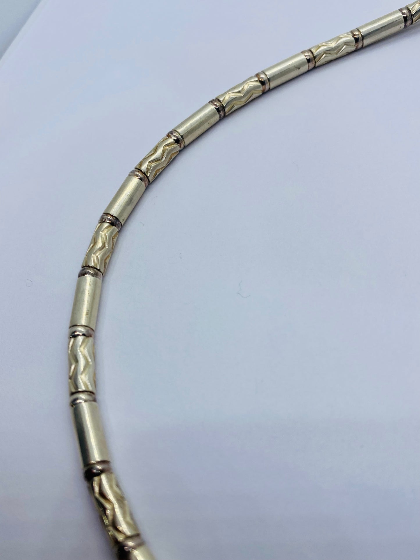 Vintage Tiffany & Co. Sterling Silver Aztec Etched Zigzag Necklace Germany 16"