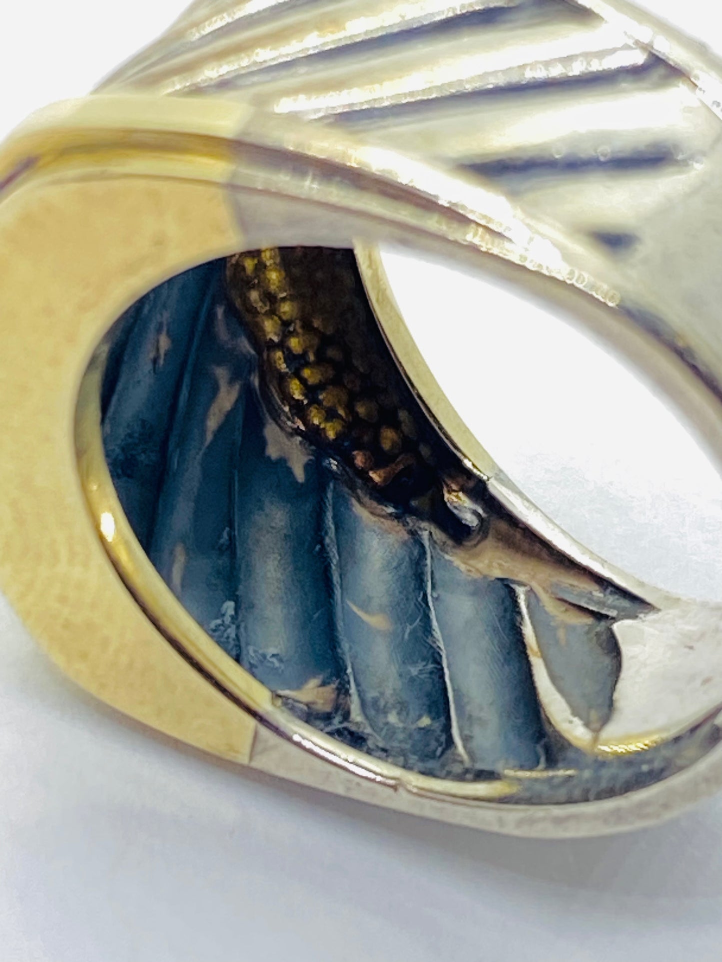 David Yurman Thoroughbred Ring 14K Gold Sterling Silver Cigar Cable Size 7.5