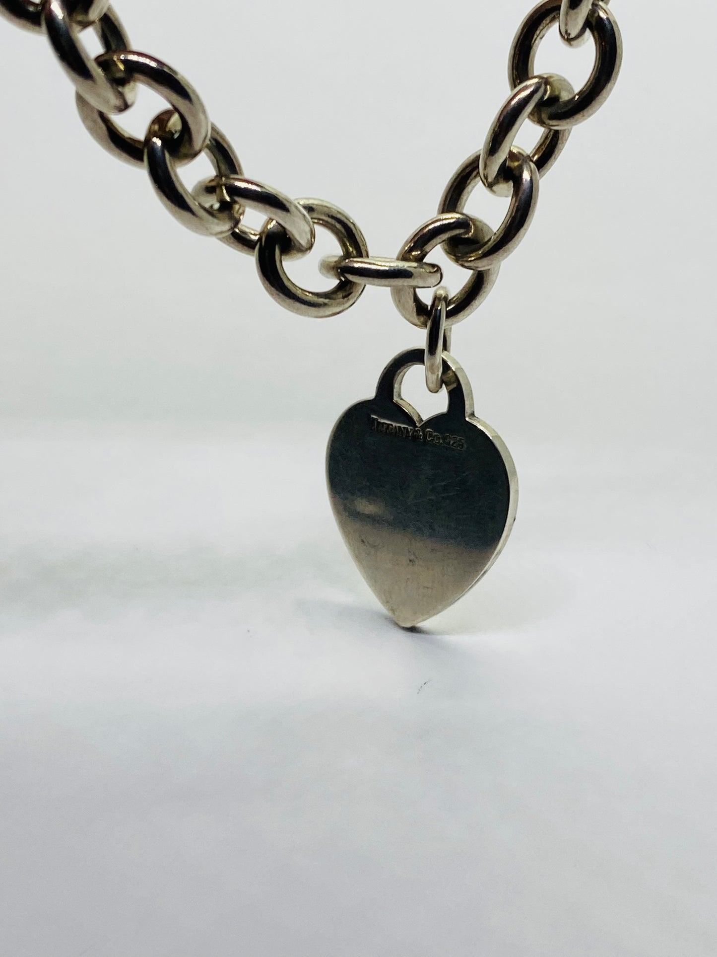 Tiffany & Co Sterling Silver Engravable Blank Heart Tag Necklace Original Box