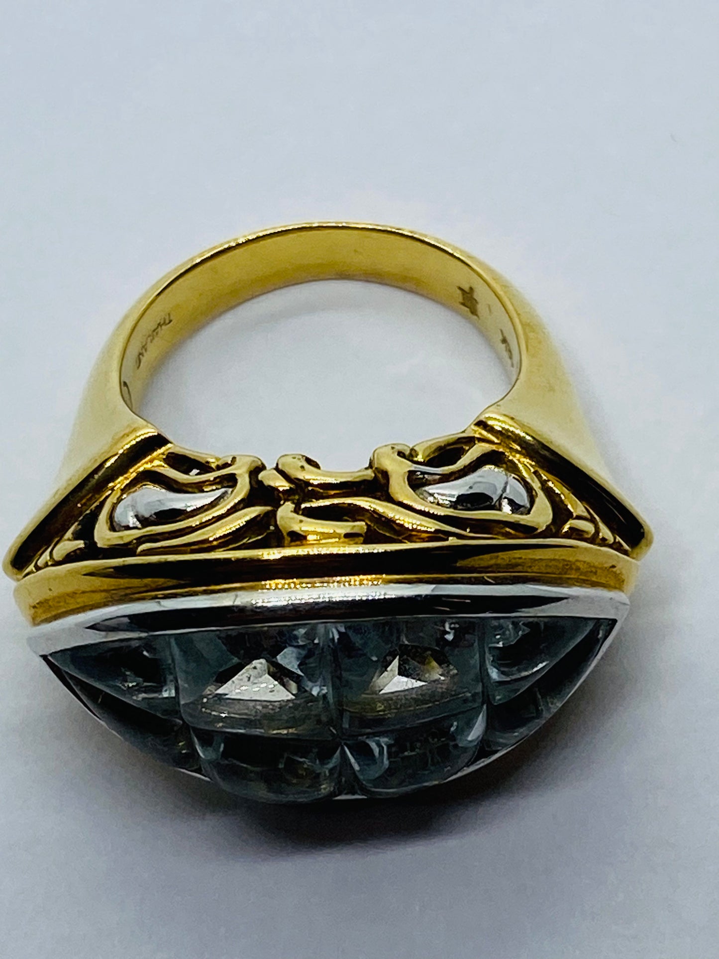 John Hardy Solid Yellow And White Gold 18K 750 Batu Glacier White Topaz Ring