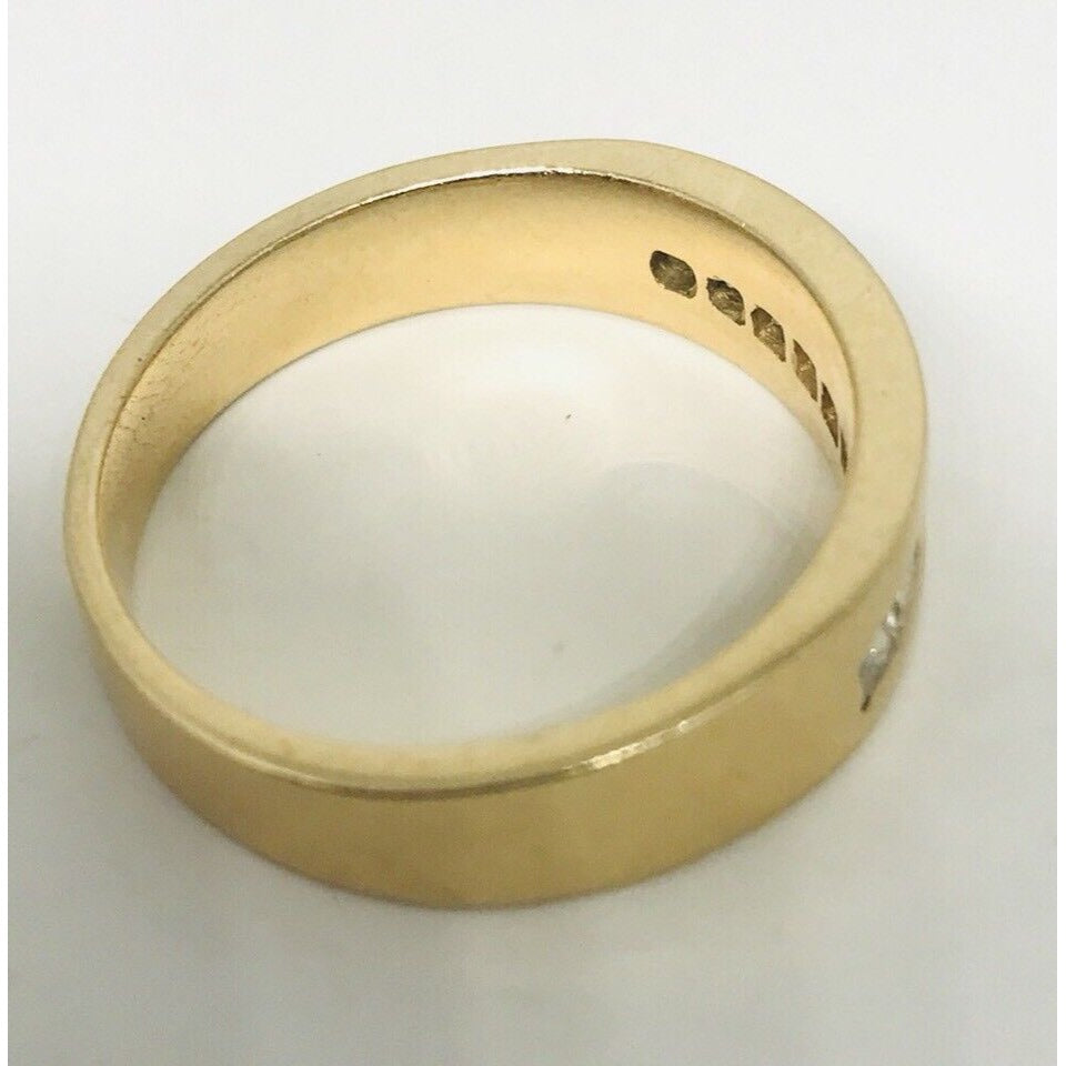 Estate .54CT Princess Cut Diamond 14k Gold Mens Wedding Ring Band