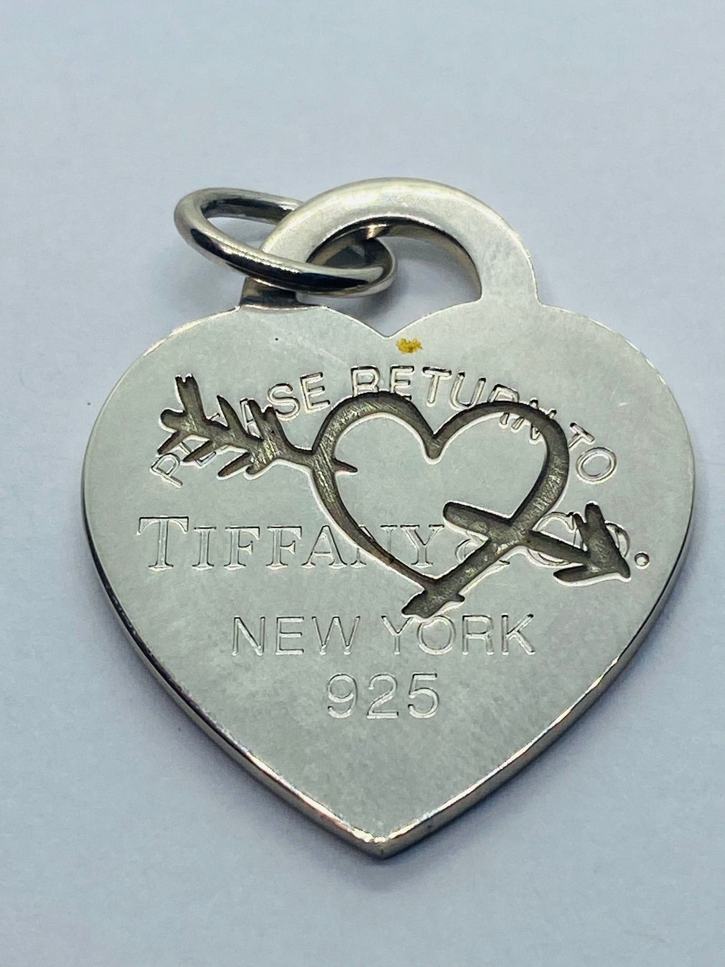 Large Return to Tiffany Etched Heart and Arrow Pendant, Necklace Sterling Silver