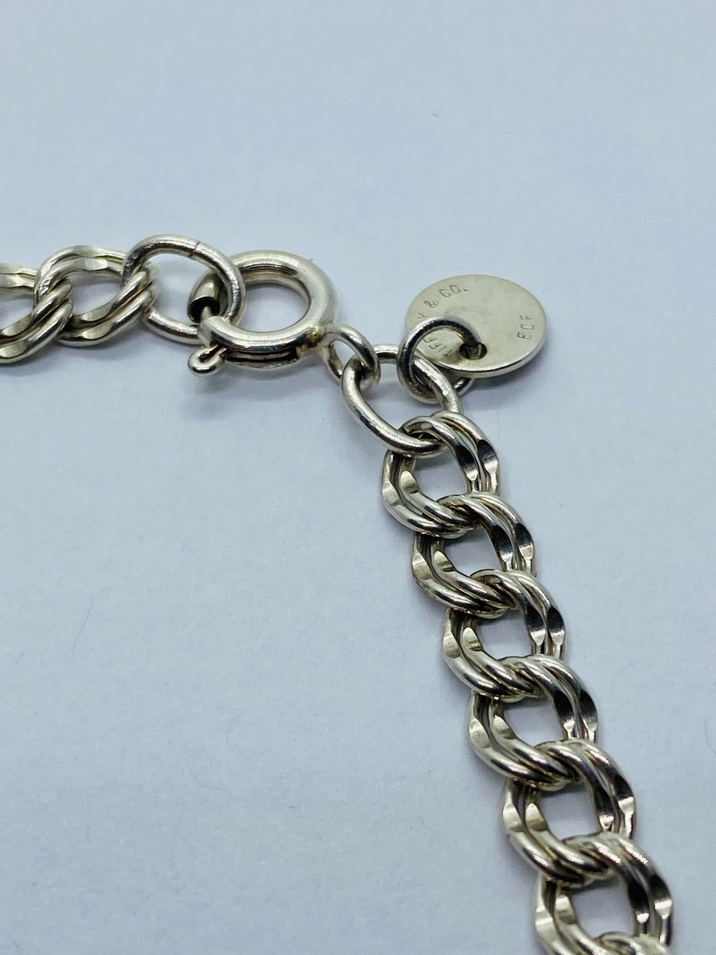 Tiffany & Co. Sterling Silver Double Chain Link Charm Bracelet 925
