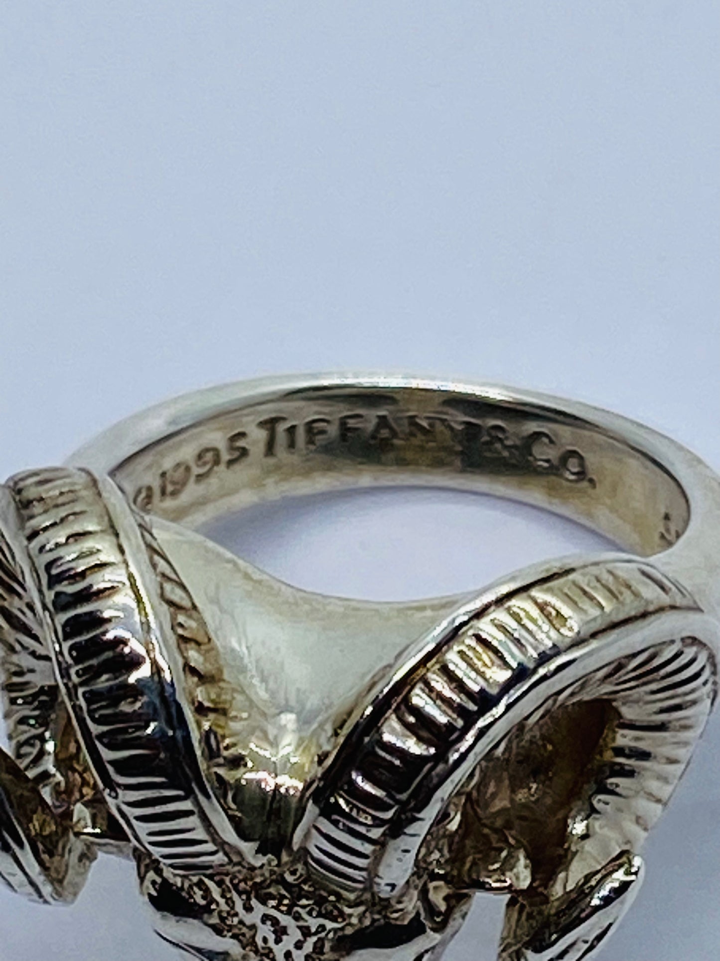 Tiffany & Co. 1995 Ram Door Knocker Mouflon Zodiac Aries Ring Sterling Silver