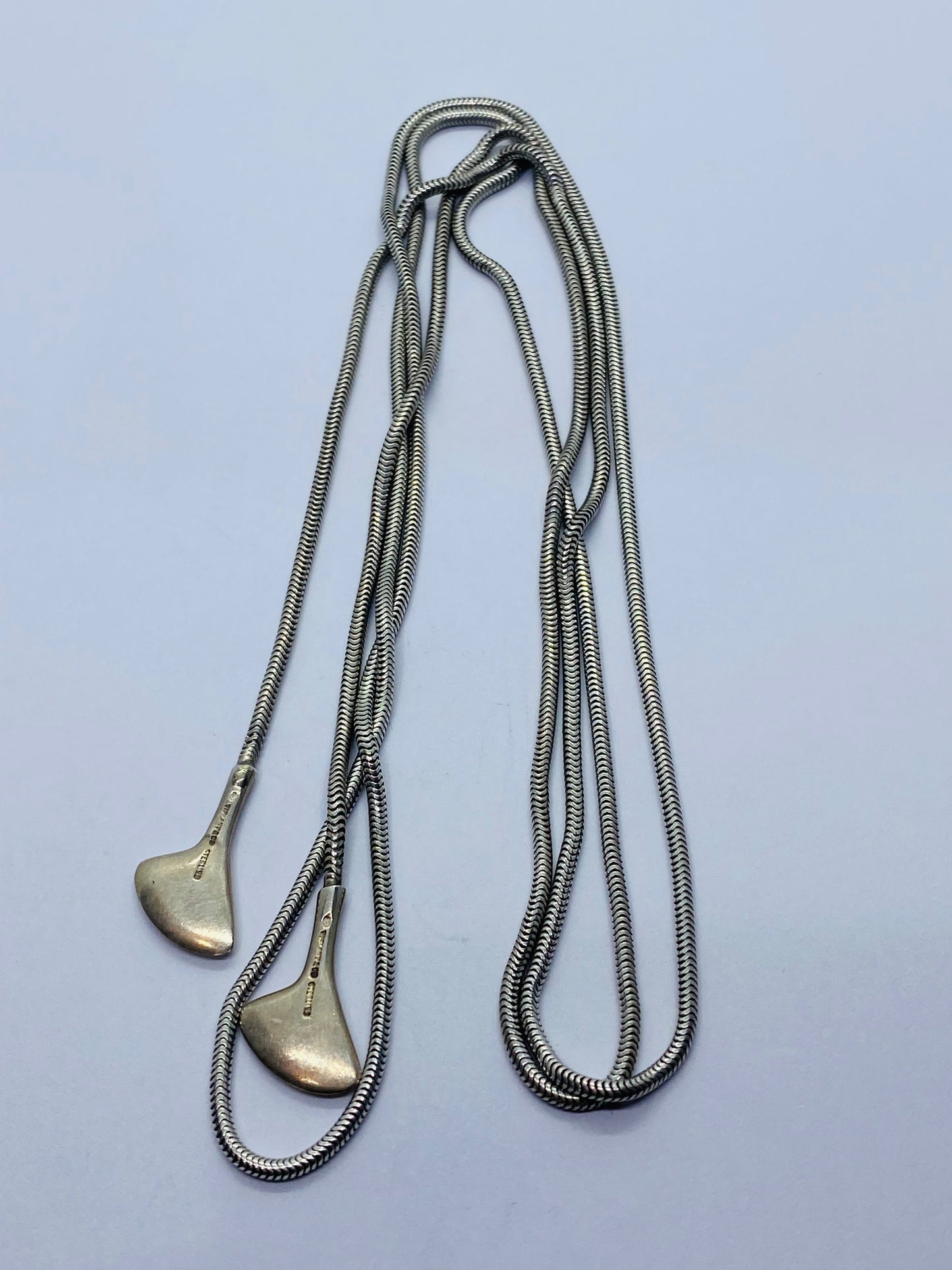 Tiffany & Co 925 Sterling Silver Wrap Bone Snake Necklace 38” long