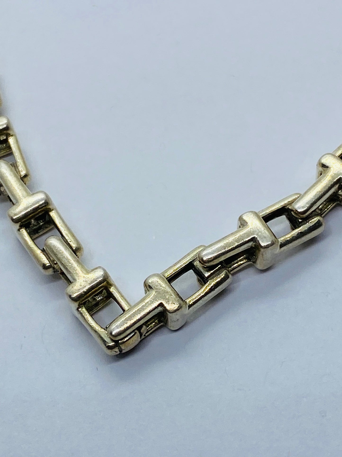 Retired Rare Tiffany & Co. T Link Bracelet Sterling Silver Narrow Silver 7.4”