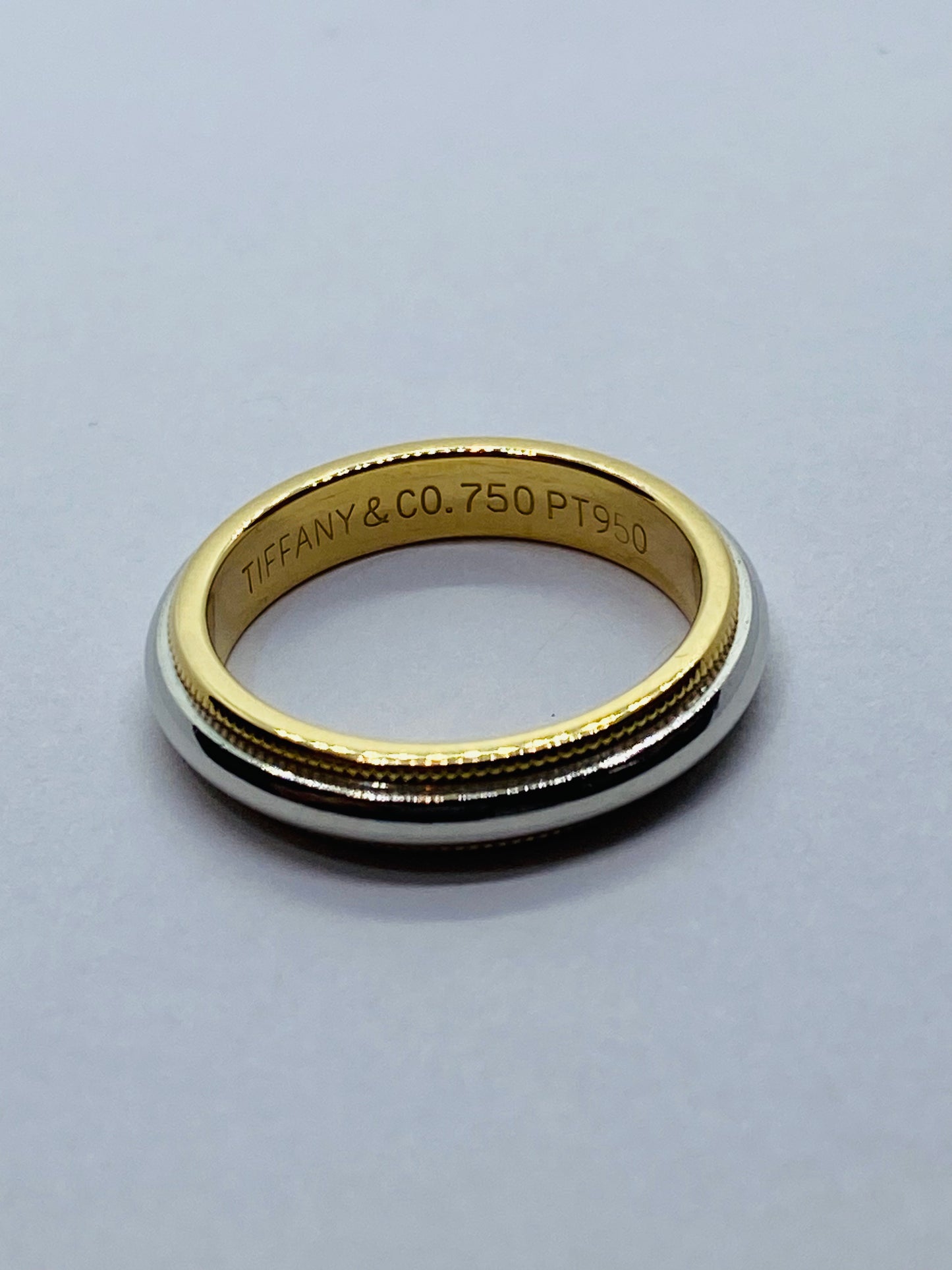 Tiffany & Co Milgrain Band Ring In Platinum & 18k Yellow Gold Size 4.5