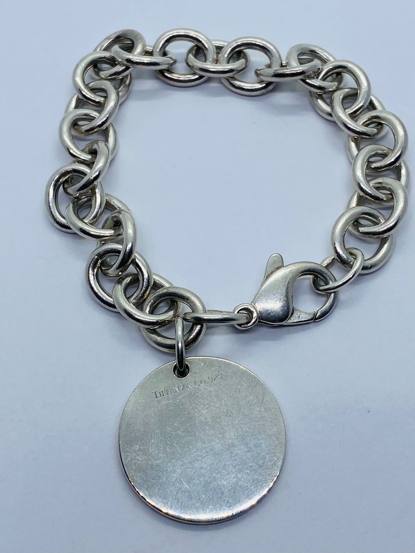 Tiffany & Co. Sterling Silver Round Tag Bracelet 7 1/2