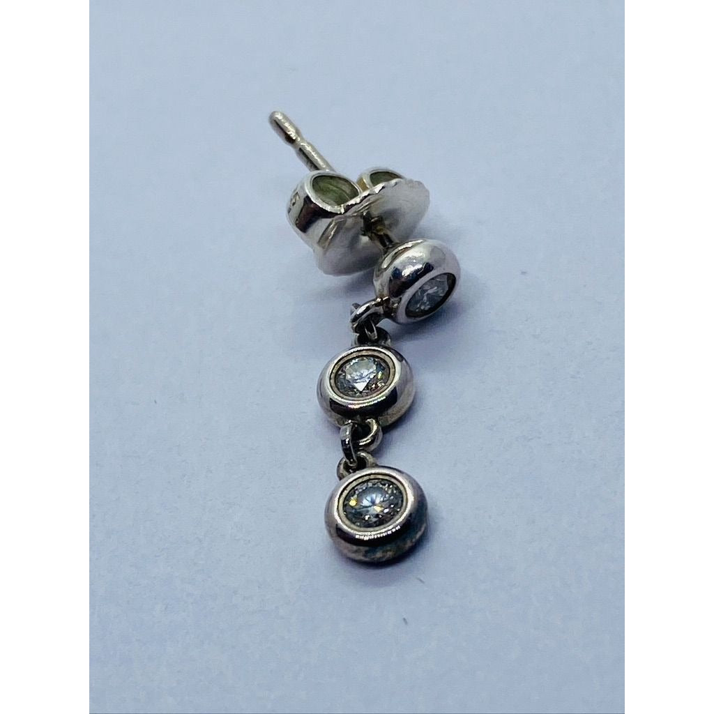 Authentic Diamonds by the Yard Drop Earrings Sterling Silver 925 .30