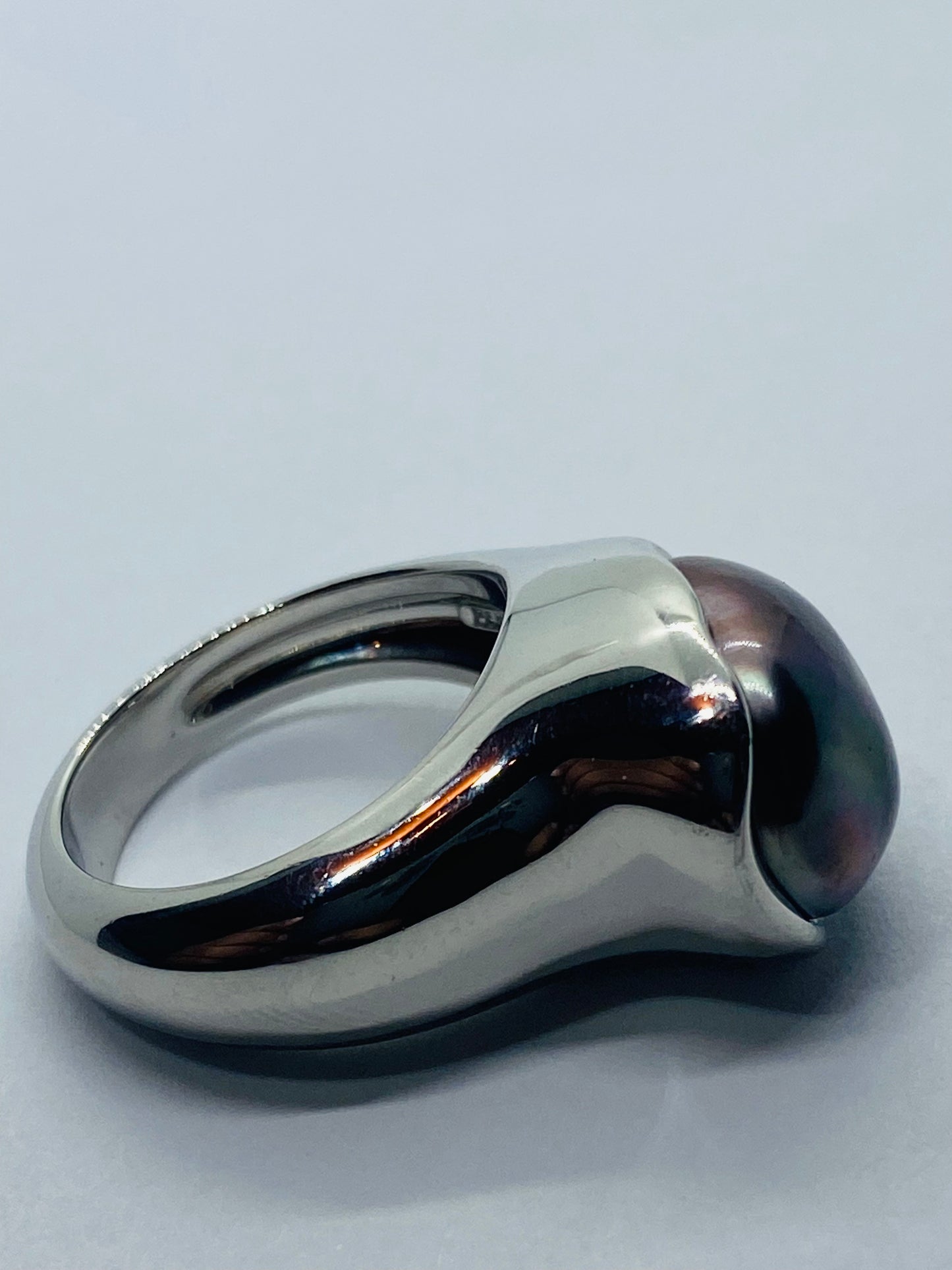 TIFFANY & CO ELSA PERETTI DARK GREY PEARL PLATINUM, Size 6, 23 Grams RARE 80’s