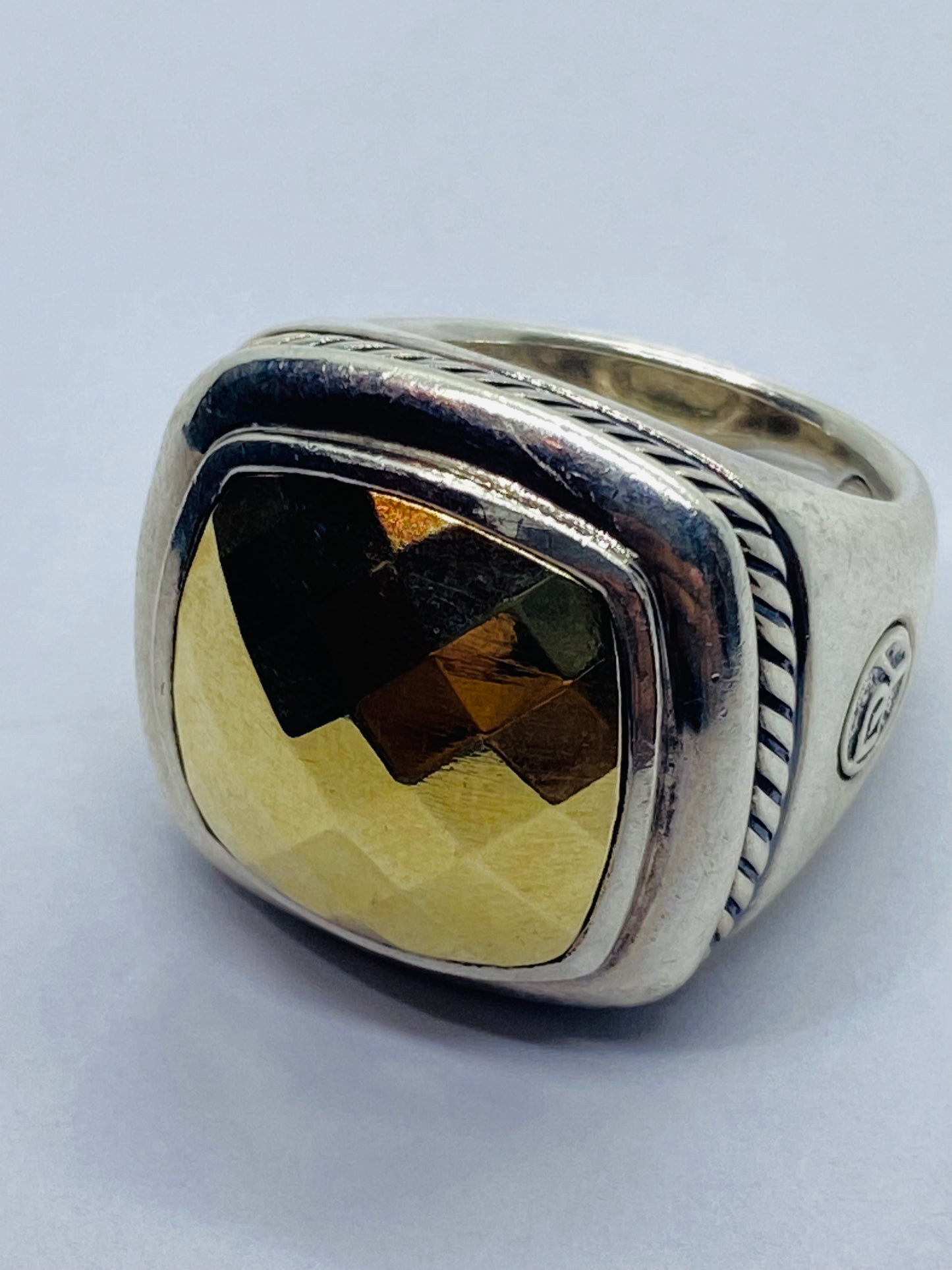 David Yurman Albion Faceted Dome Ring in 18kt Gold/Sterling Size 6