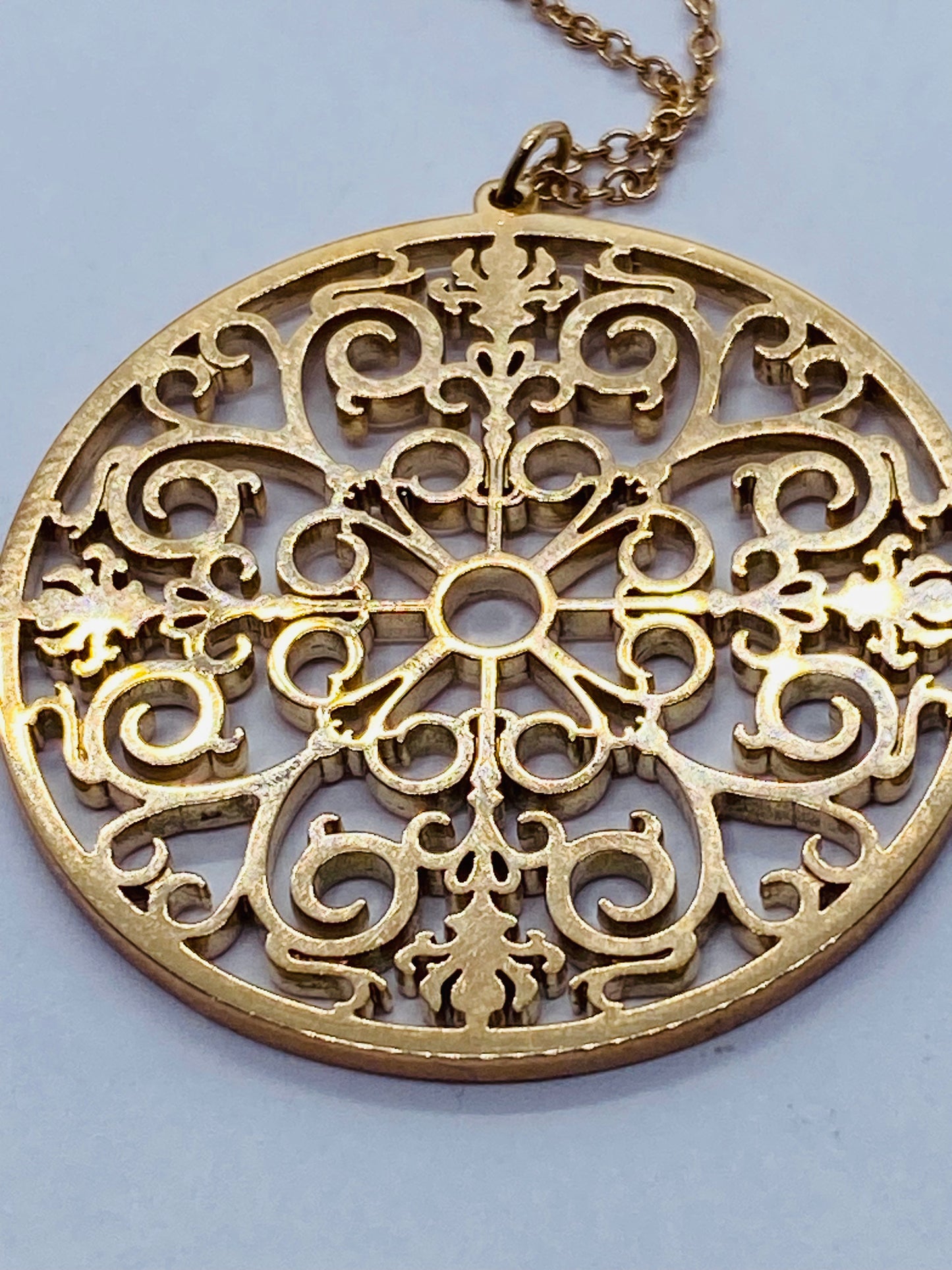 Tiffany & Co. Pink Rubedo Metal Enchant Circle Pendant Necklace 20"