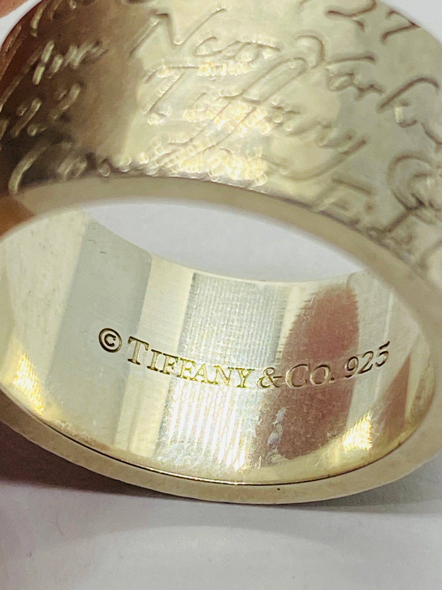 Tiffany & Co Silver Wide Notes Fifth Ave Ring Size 6.