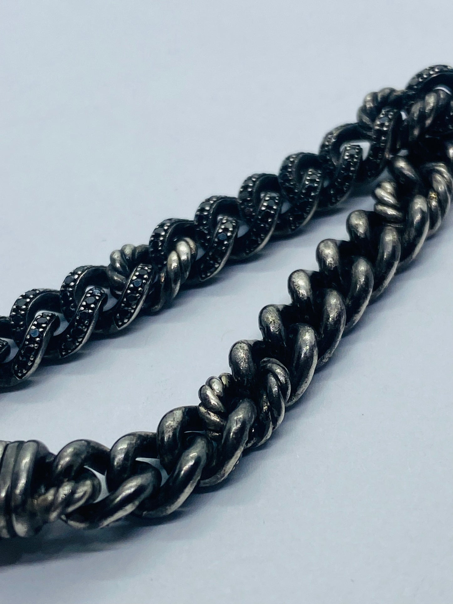 $4200 David Yurman Sterling Silver BraceletBlack Pave Diamonds 6.5” 6.4mm