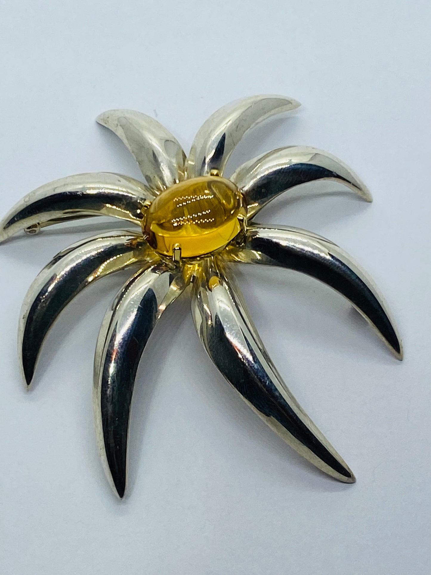 Tiffany & Co Fireworks Large Brooch With Citrine 1995 925 Sterling 750/18K Gold