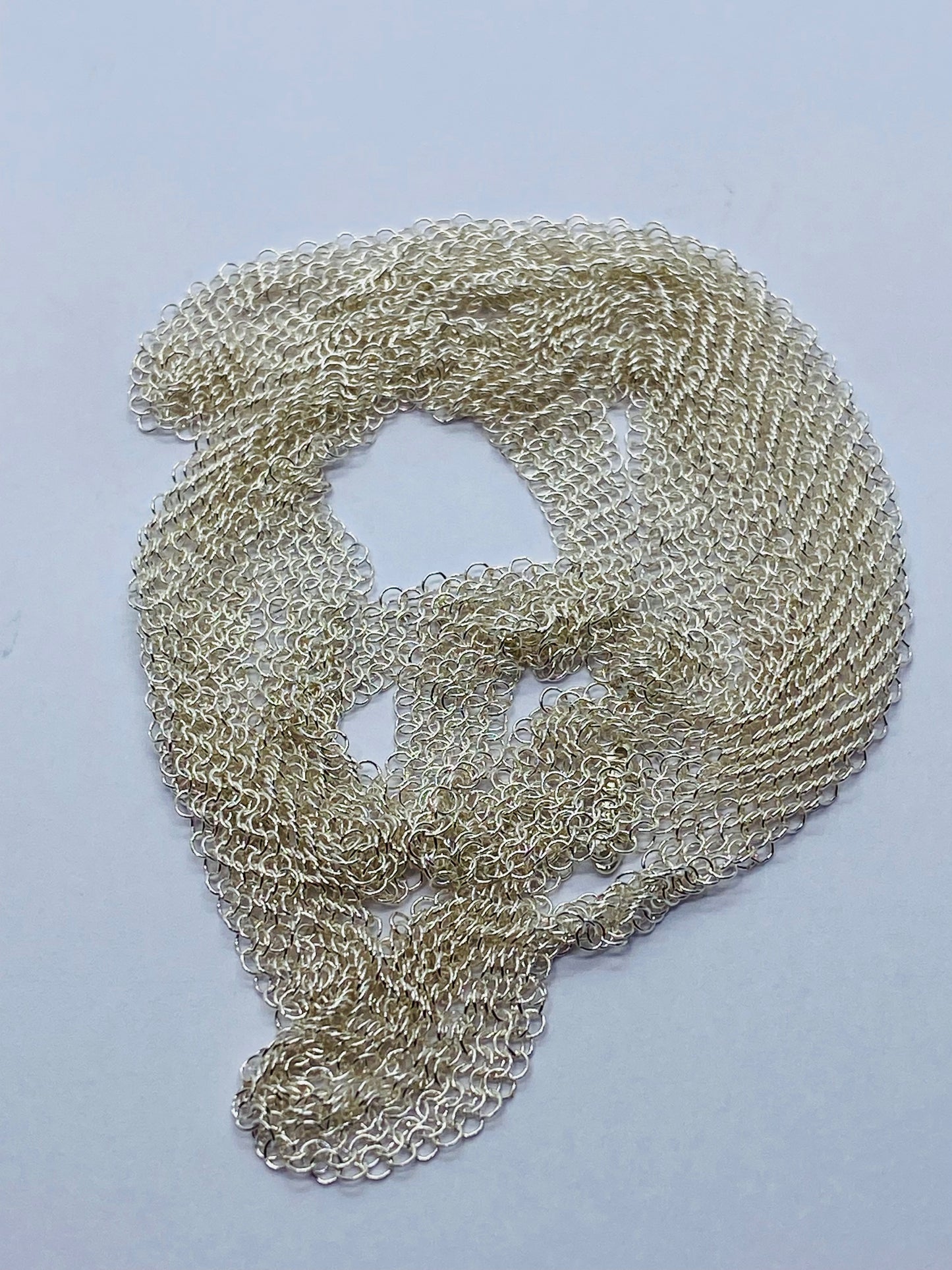 Tiffany & Co Peretti Somerset Mesh Scarf Necklace Sterling Silver 31” Pouch Box