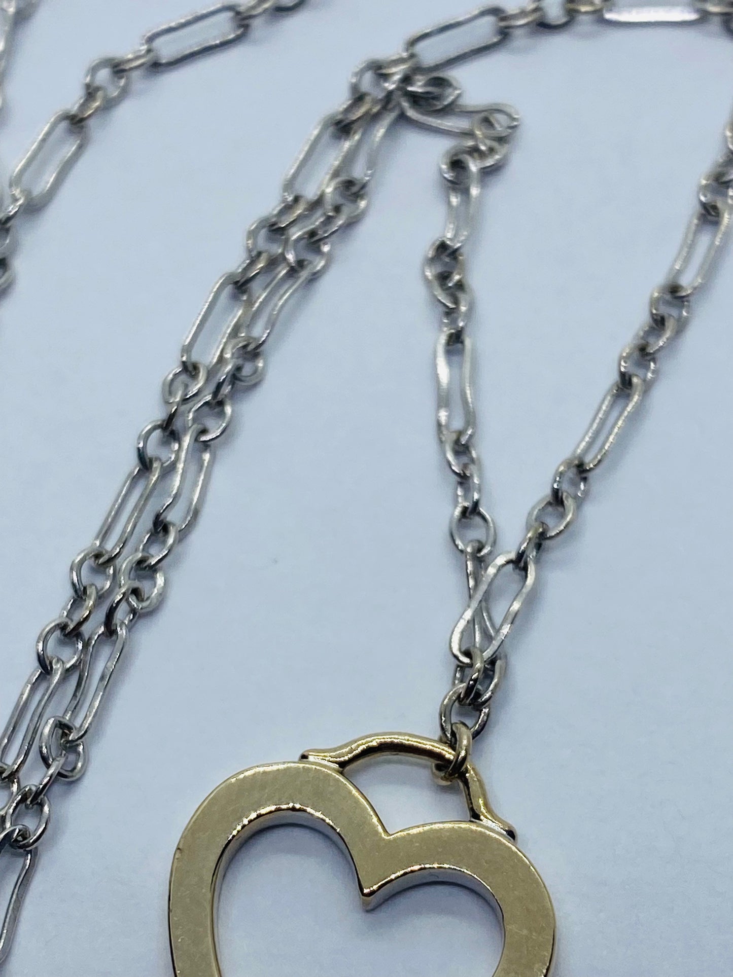 Tiffany & Co 750 Sentimental 18K White Yellow Gold Heart Pendant Necklace Box!