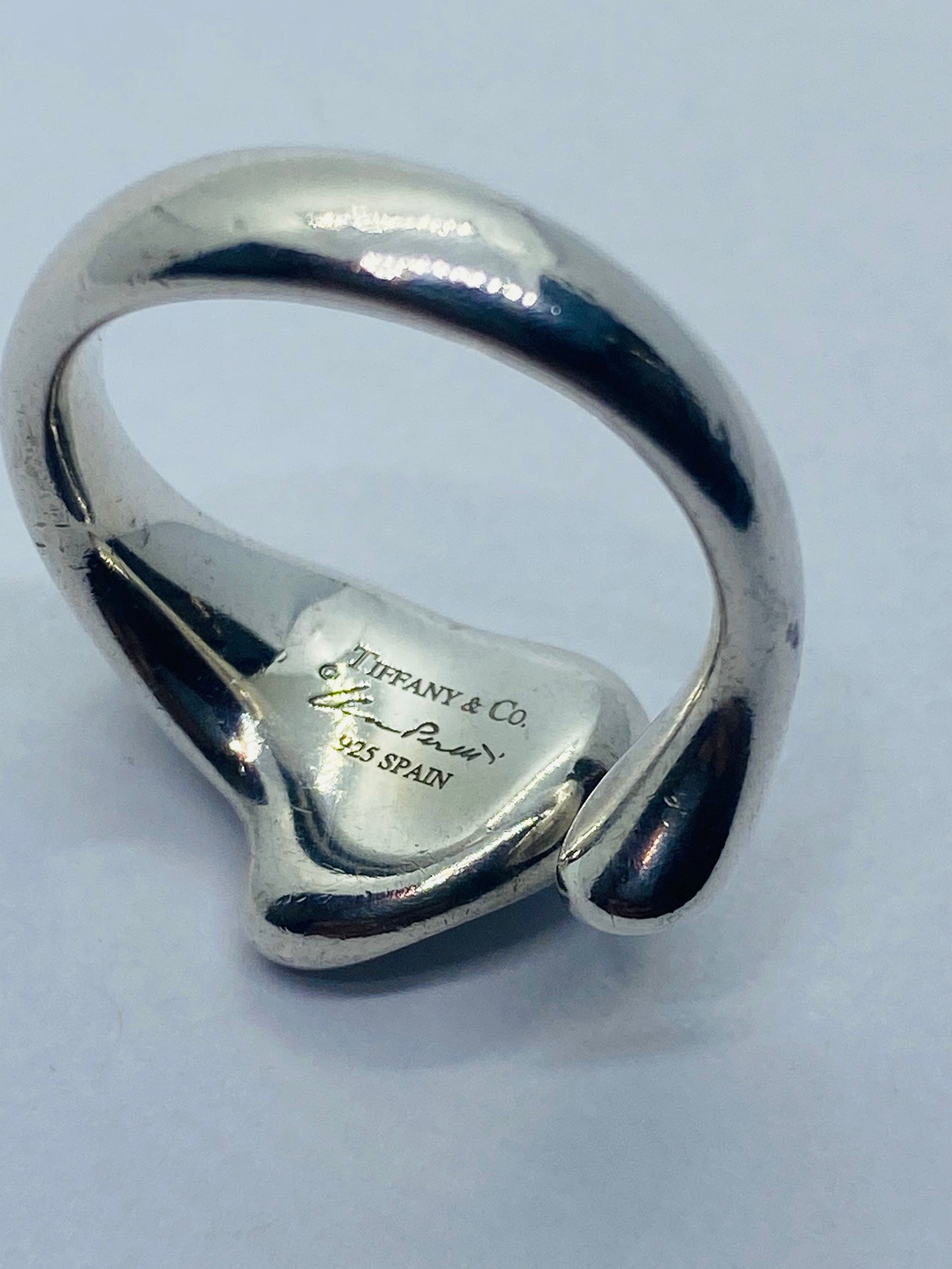 Tiffany & Co. Elsa Peretti Sterling Silver Full Heart Diamond Ring, Size 6.0