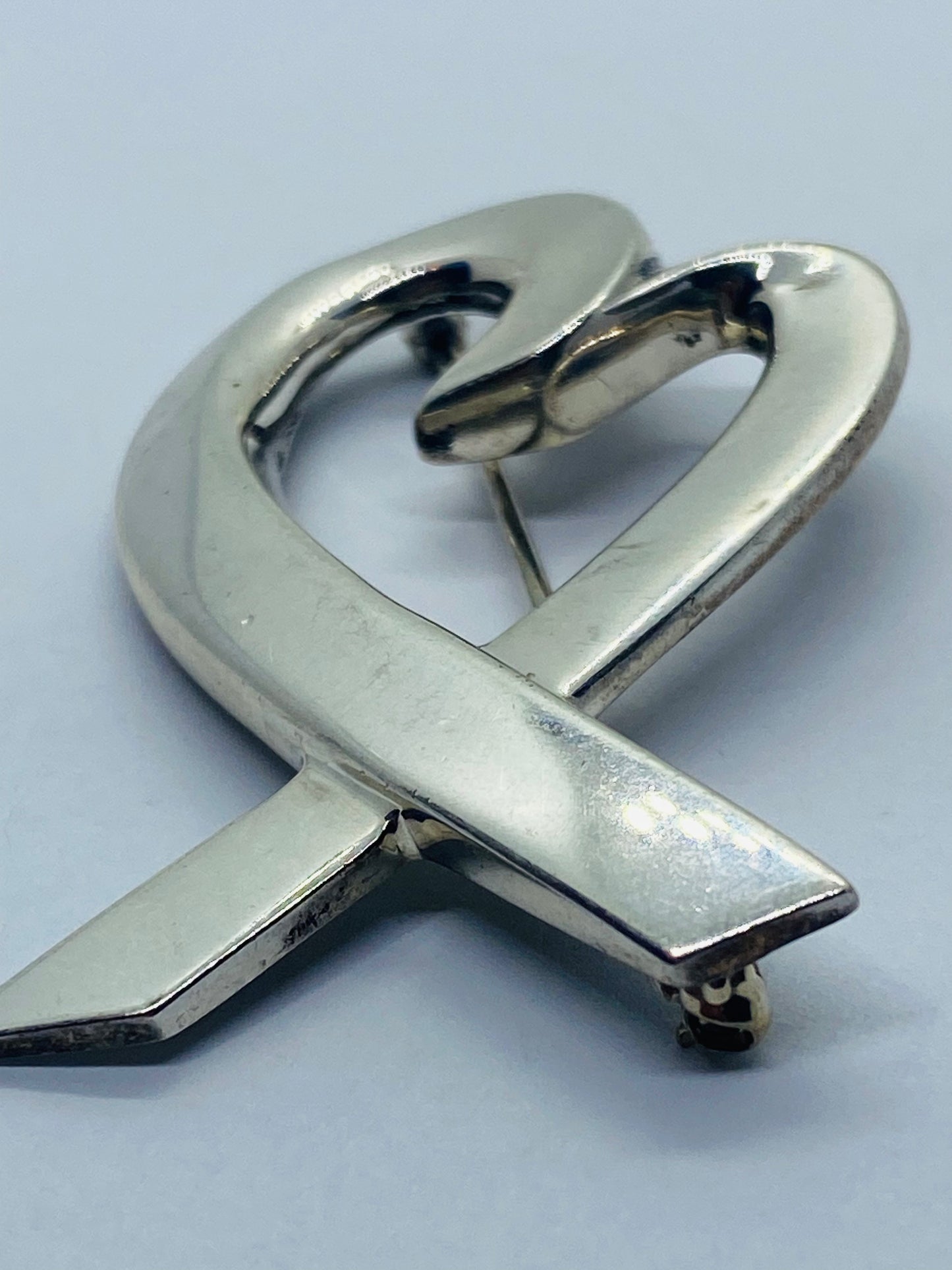 Tiffany & Co Paloma Picasso 925 Silver Silver Loving Open Heart Brooch LARGE