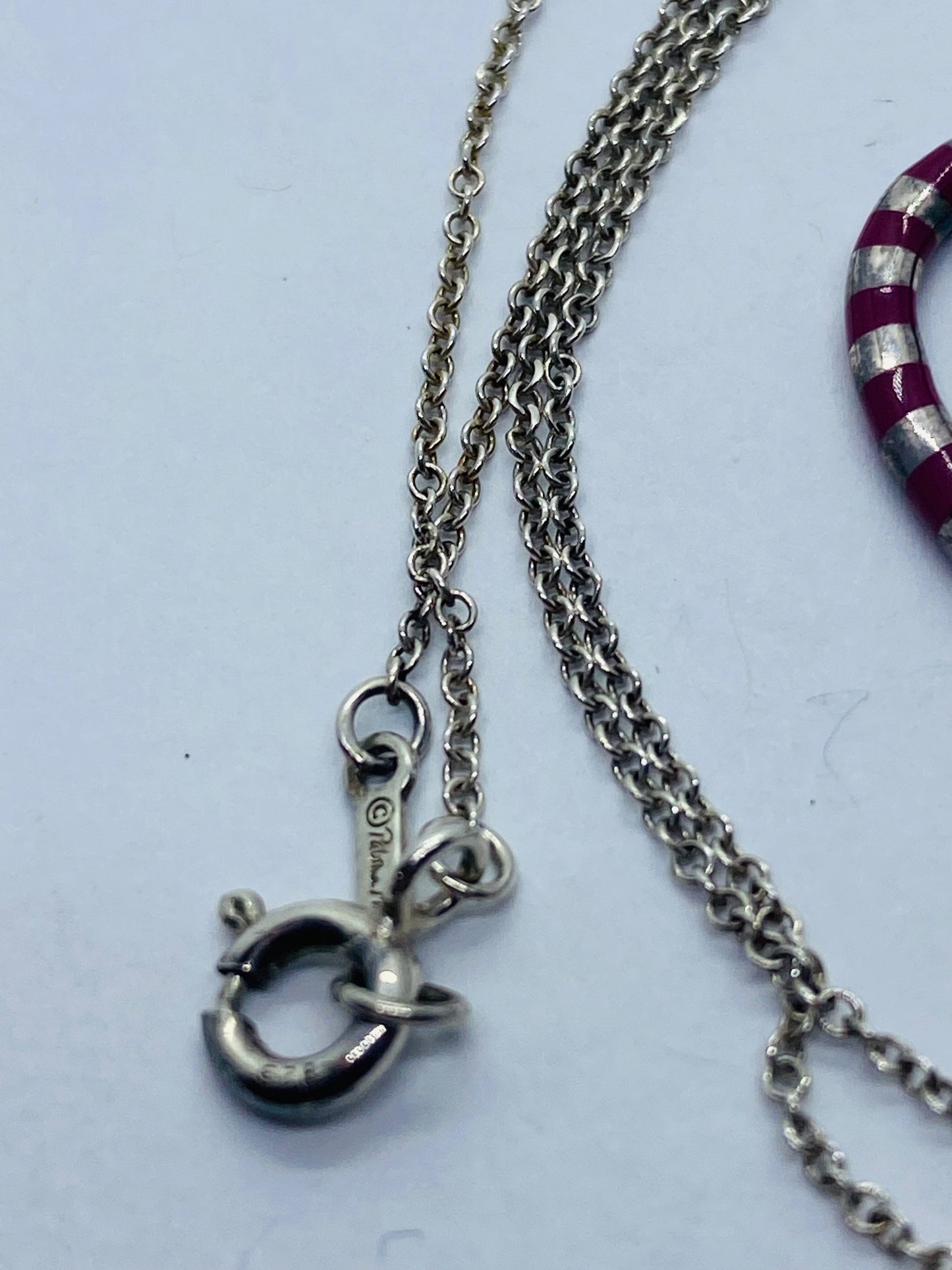 Tiffany & Co. Palina Purple Enamel Heart Silver Necklace