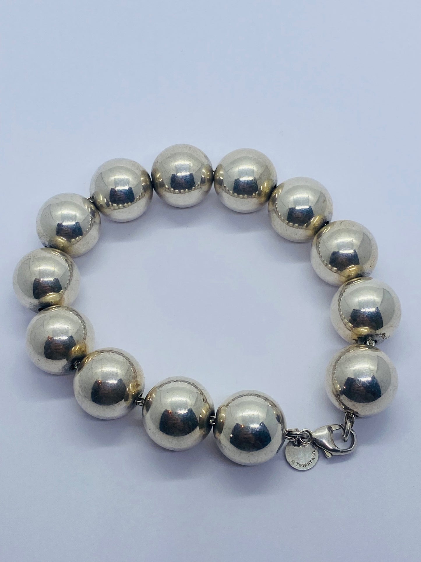 Tiffany & Co. Sterling Silver Large 14mm Hardwear Ball Bead 8" Bracelet Pouch
