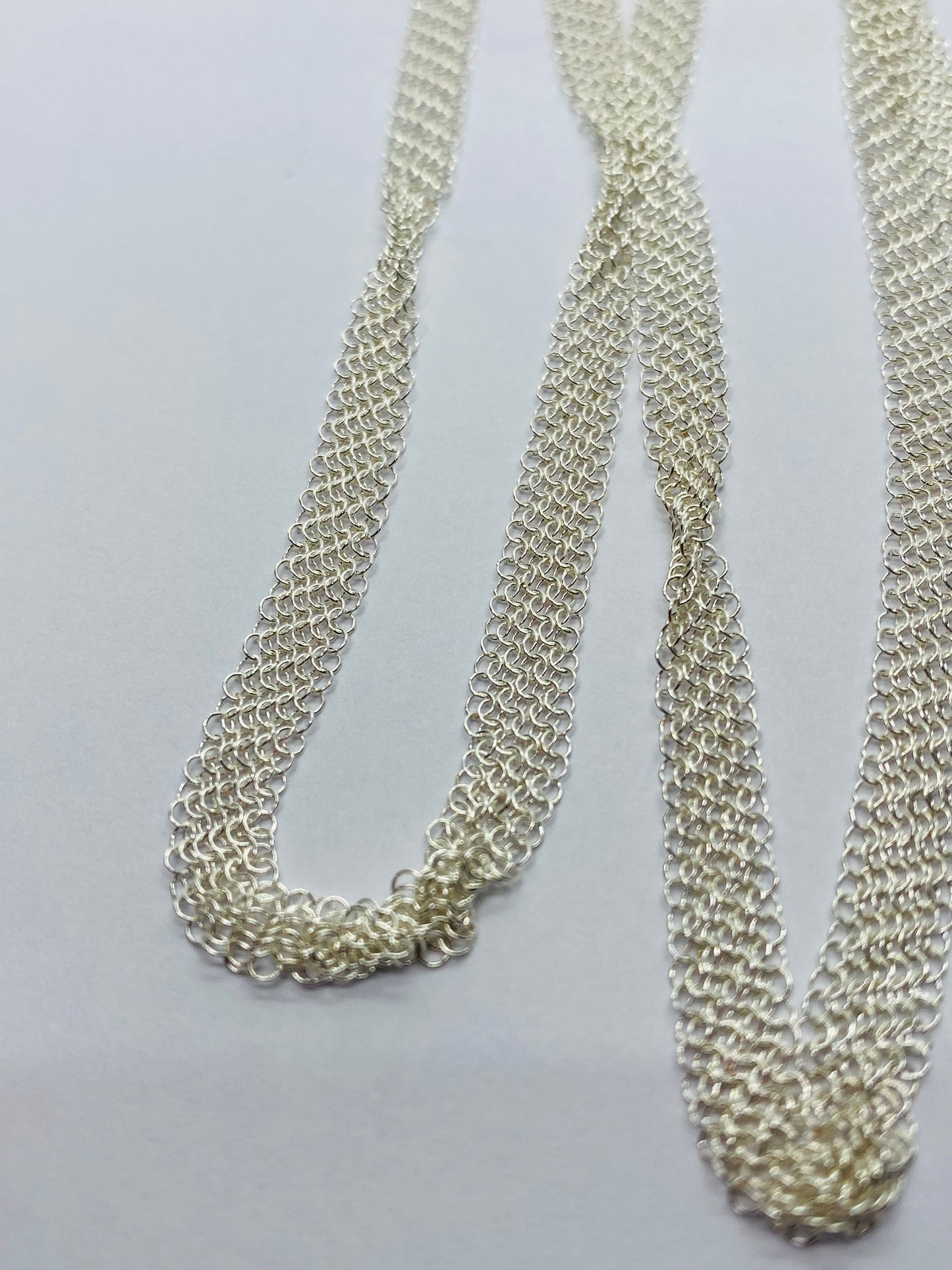 Tiffany & Co Peretti Somerset Mesh Scarf Necklace Sterling Silver 31” Pouch Box