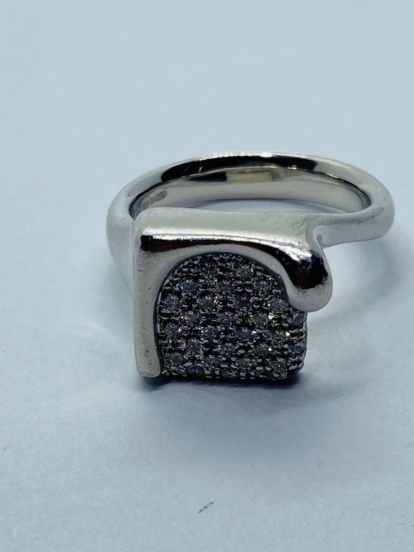 TIFFANY & CO ELSA PERETTI PLATINUM SQUARE SPLASH DIAMOND RING .95CT SIZE 6
