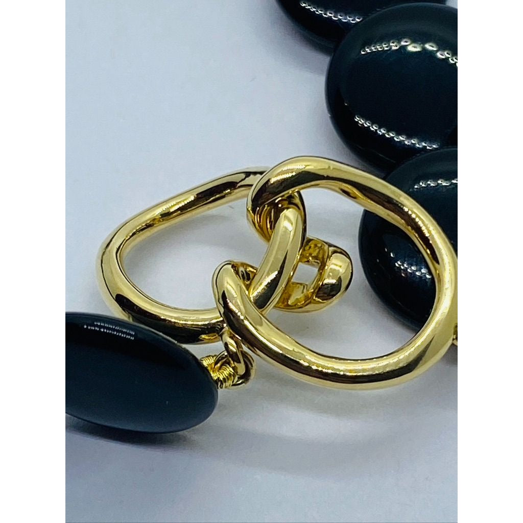 Tiffany & Co. 18k Yellow Gold Black Onyx Angela Cummings Lentil Necklace 14.5"