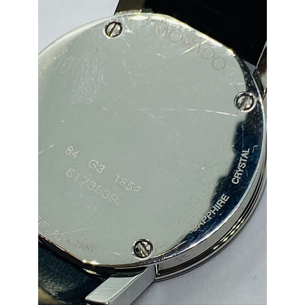 Movado 84 G3 1852 Ladies Leather Mirror Bezel Black Museum Dial Watch