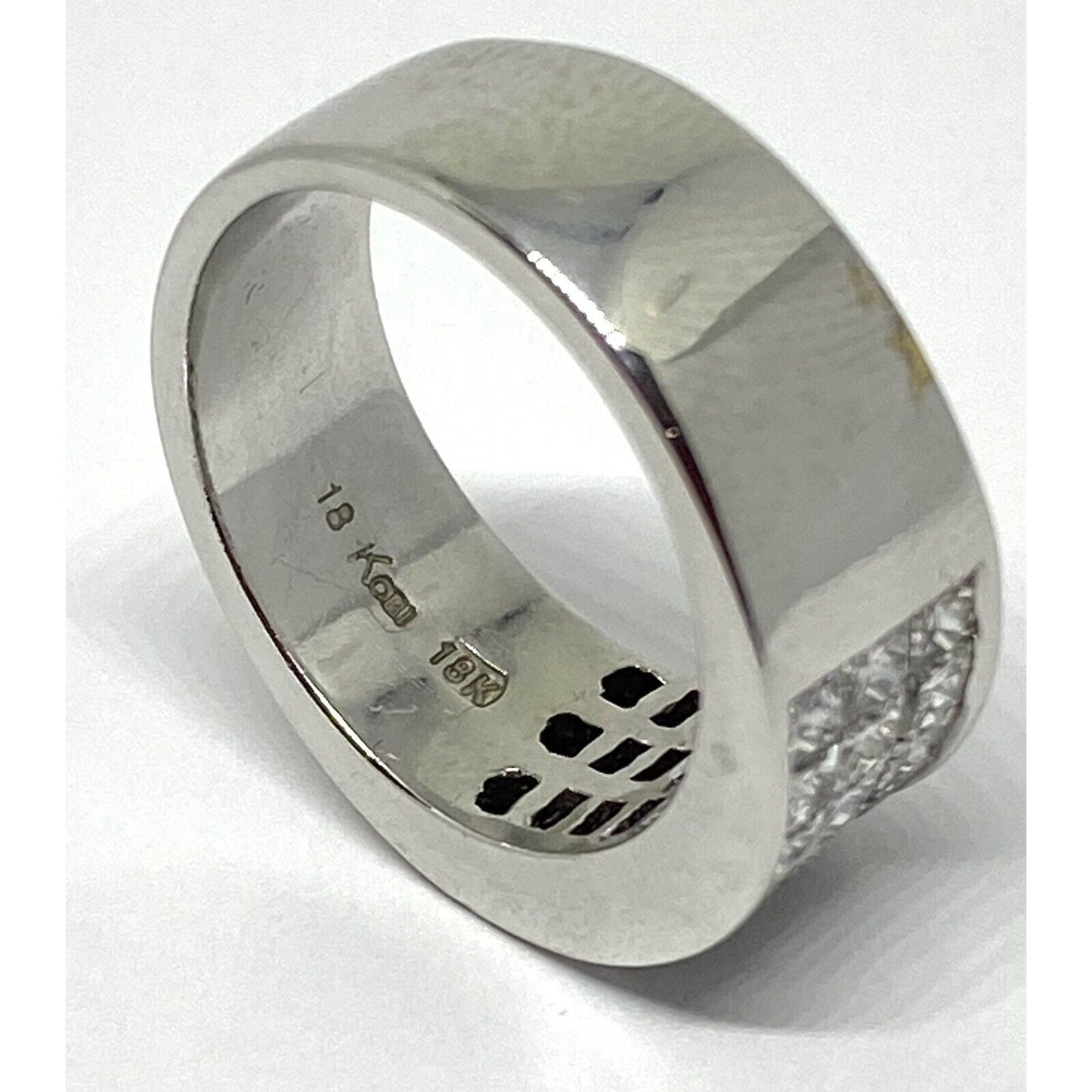 Designer Signed KOBI 2.4CT VS H Princess Cut Diamond 8.5MM 18k Gold Band Ring 7