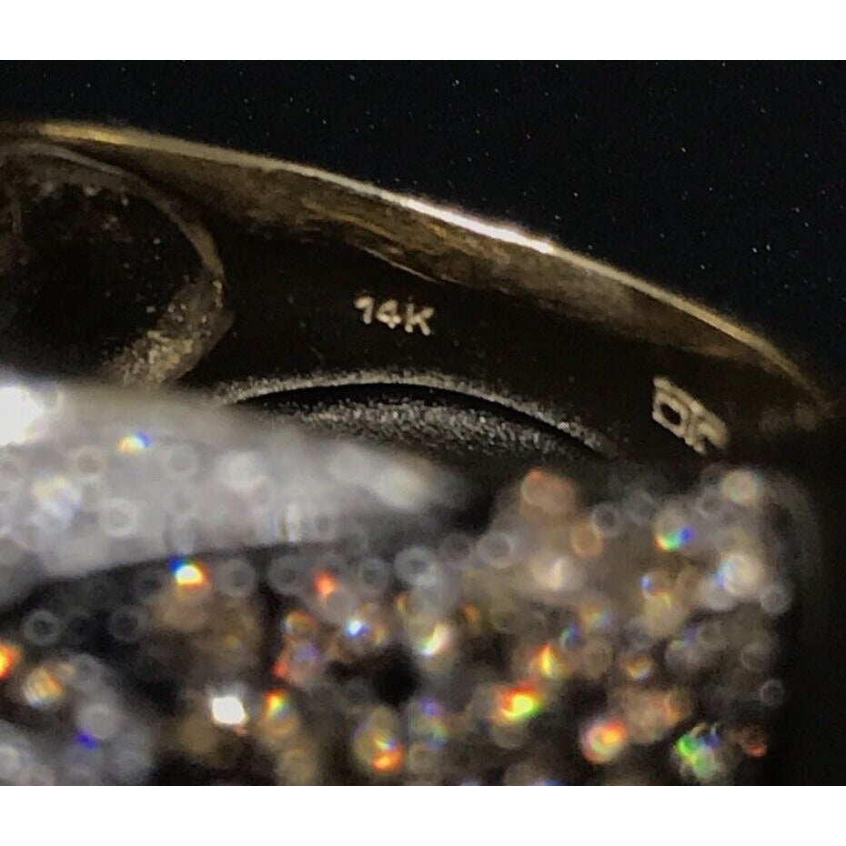 Stunning 14k Diamond Ring Pave 2.75 CT Yellow Gold 8.3G OTC Signed Sz 6.5