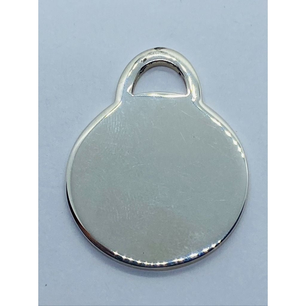 Tiffany & Co Large Engravable Blank Round Tag Pendant Sterling Silver 32mm