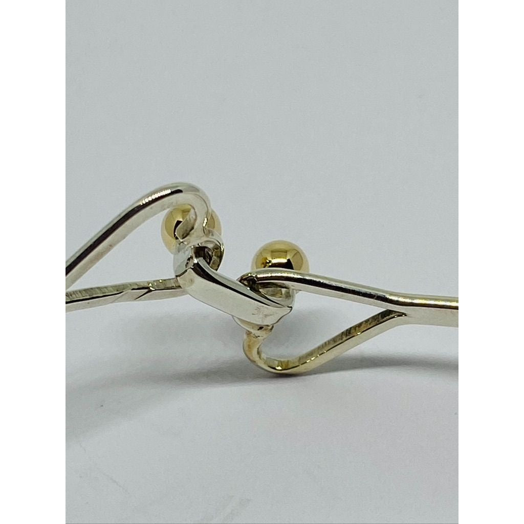 Tiffany & Co. Double Heart Bangle Bracelet in Sterling Silver & 14K Gold Balls