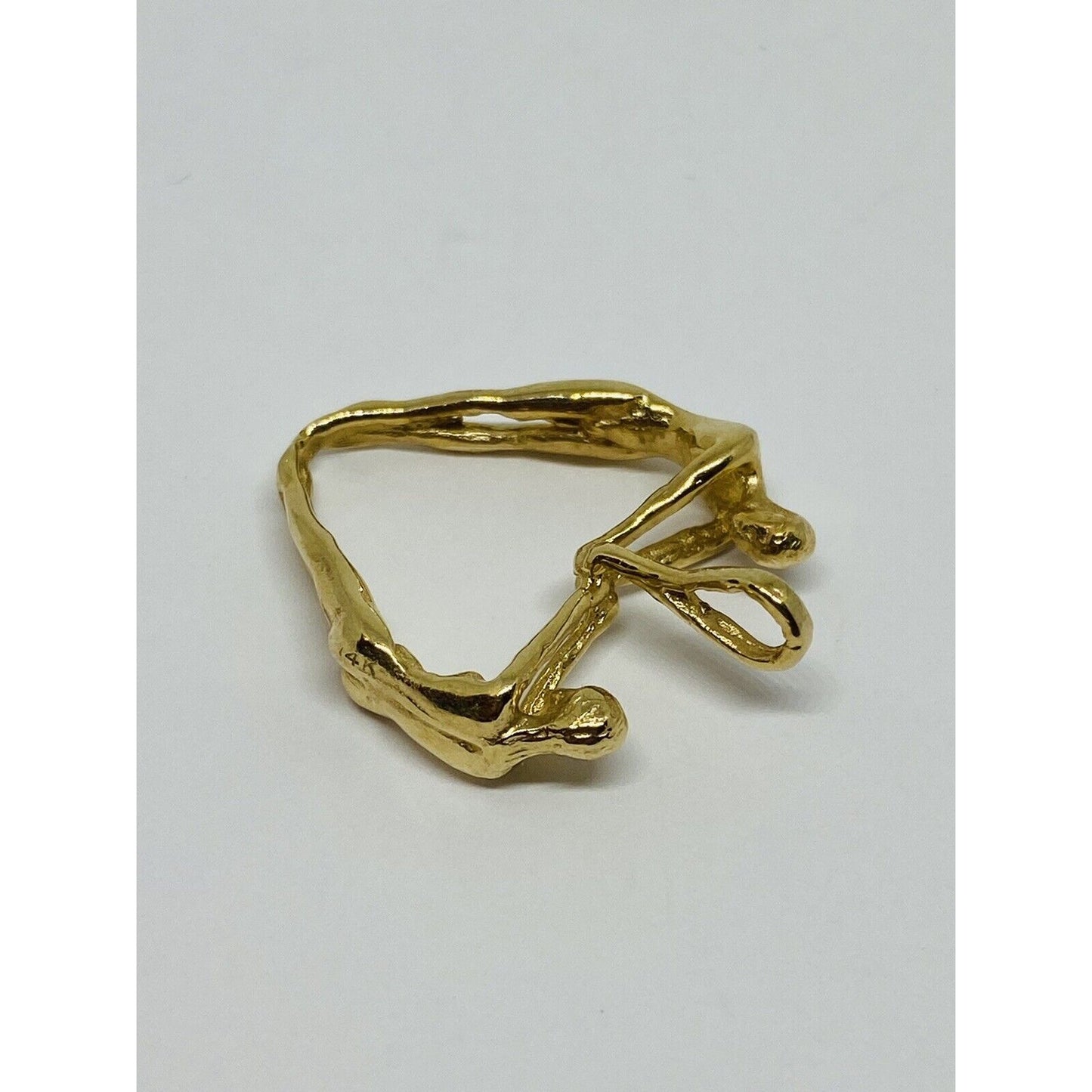 14K SOLID GOLD Vintage Hammered Heart Charm Or Pendant MINT