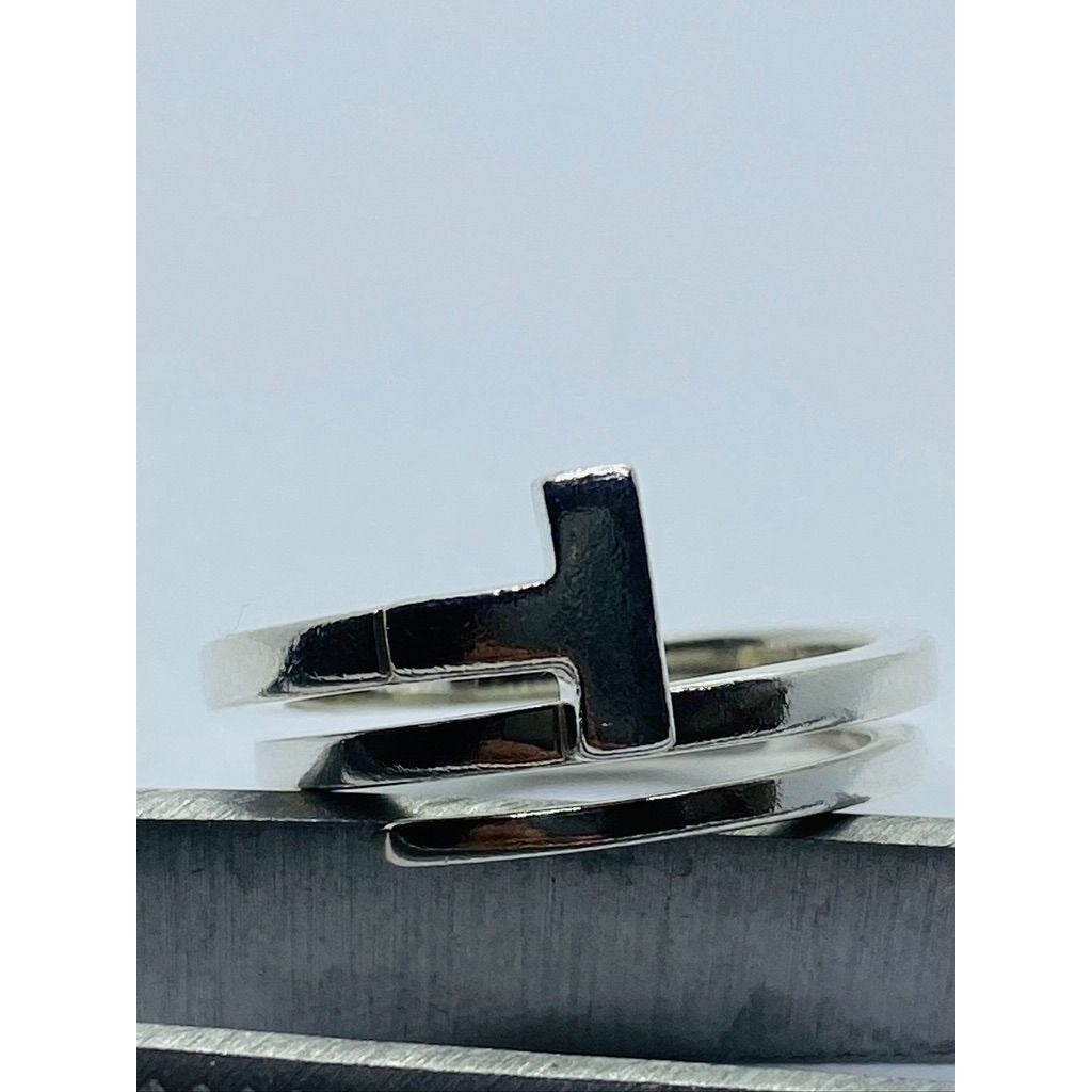 Tiffany & Co Sterling Silver T Square Wrap Ring Size 7 Pouch 11MM Wide
