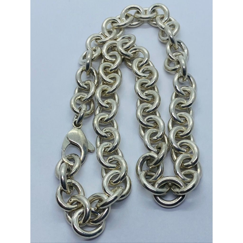 Tiffany & Co 16" Silver Round Link Rolo Chain Necklace Mens Unisex