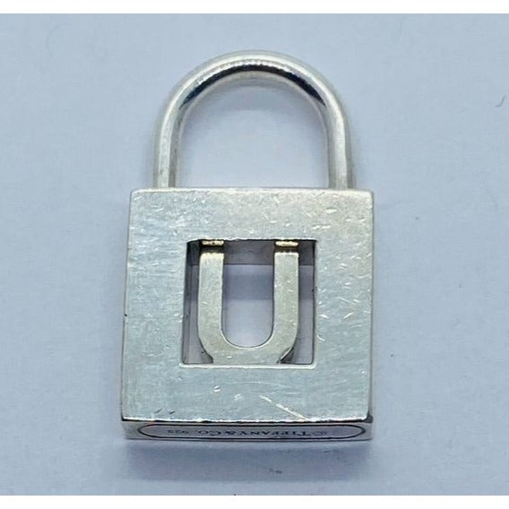 Tiffany & Co Letter U Initial Padlock Charm Pendant Opens Closes