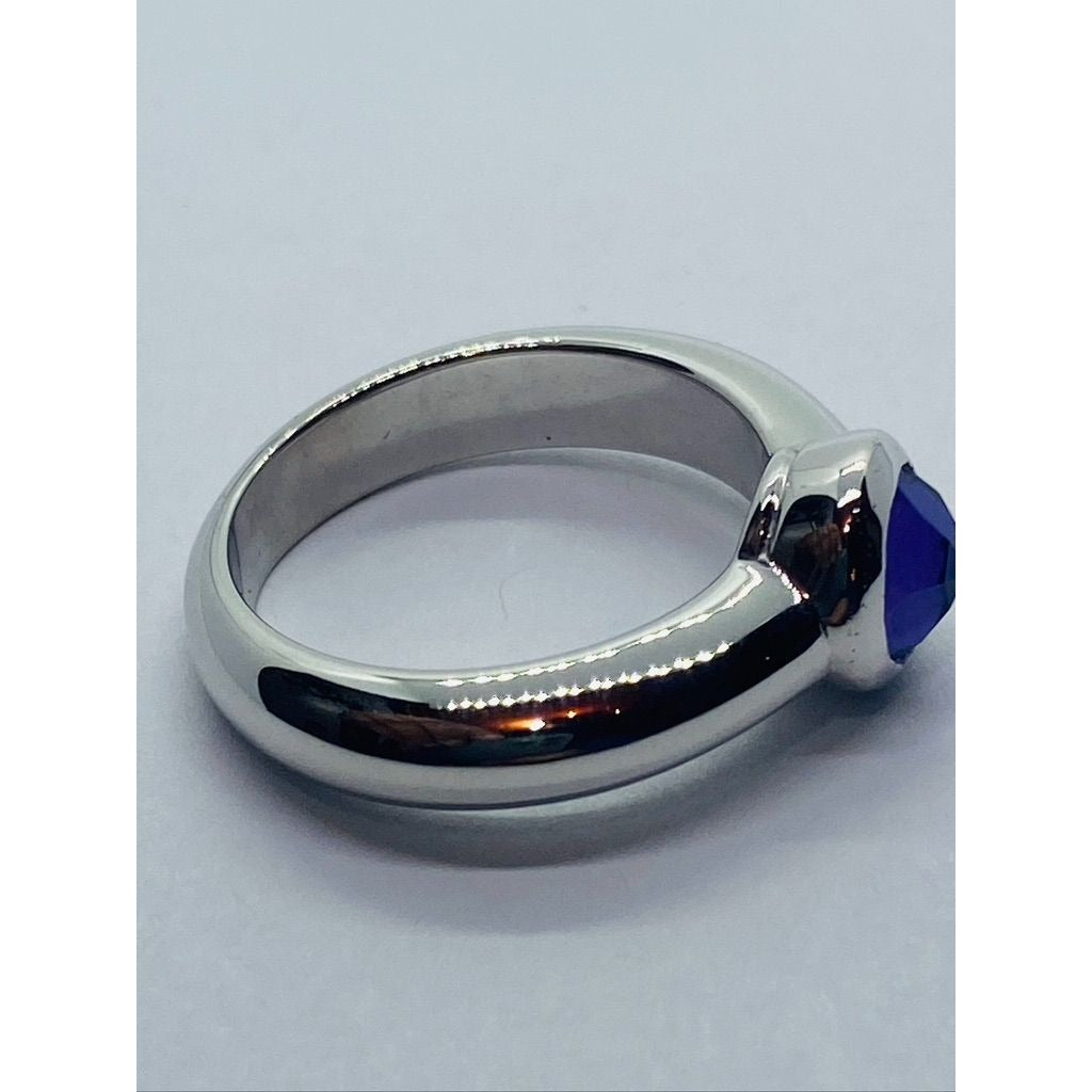 TIFFANY & Co Faceted Amethyst 18K Solid White Gold Solitaire France Genuine Sz 5,75