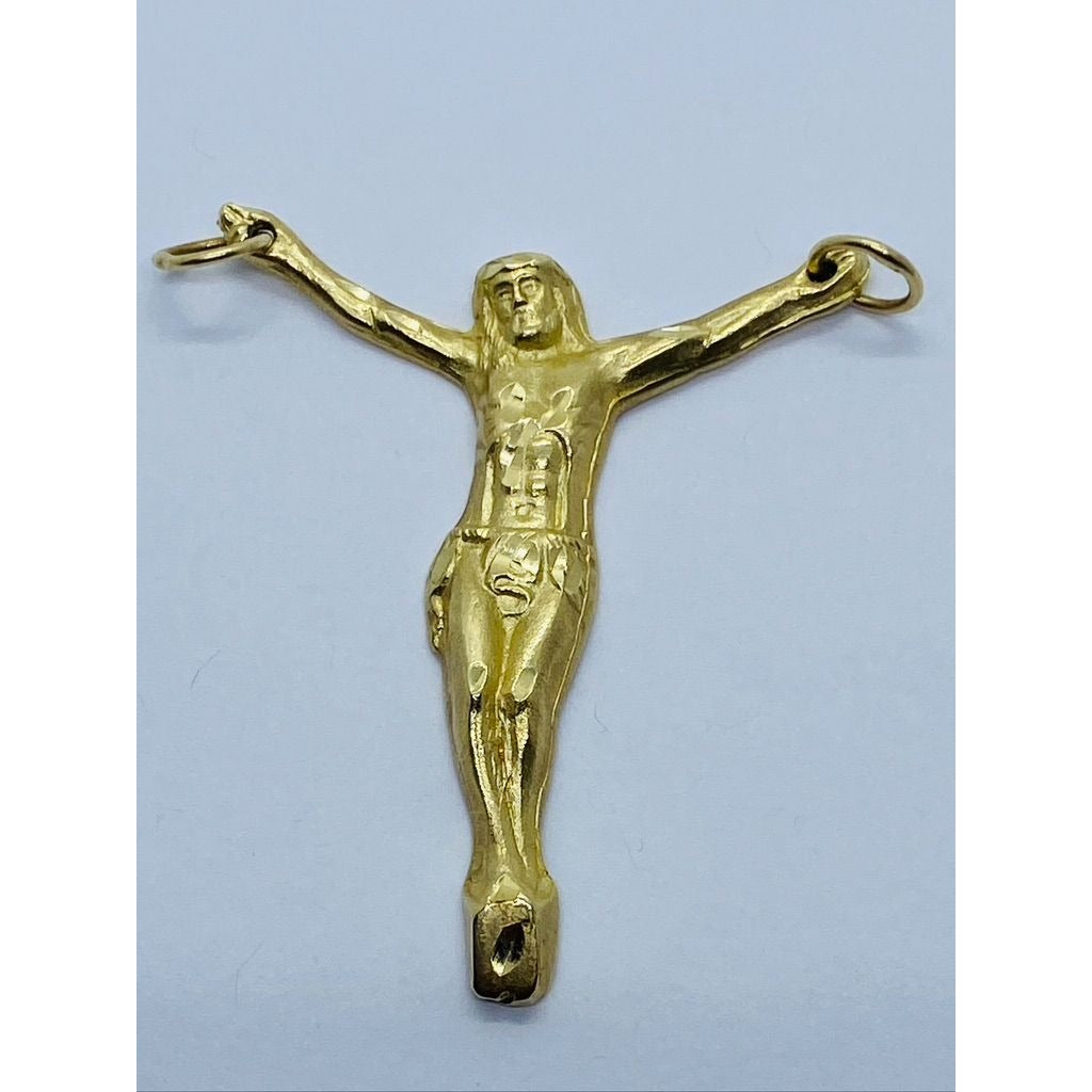 14K Yellow Gold Cross Crucifix Charm Pendant 44 x 37 MM