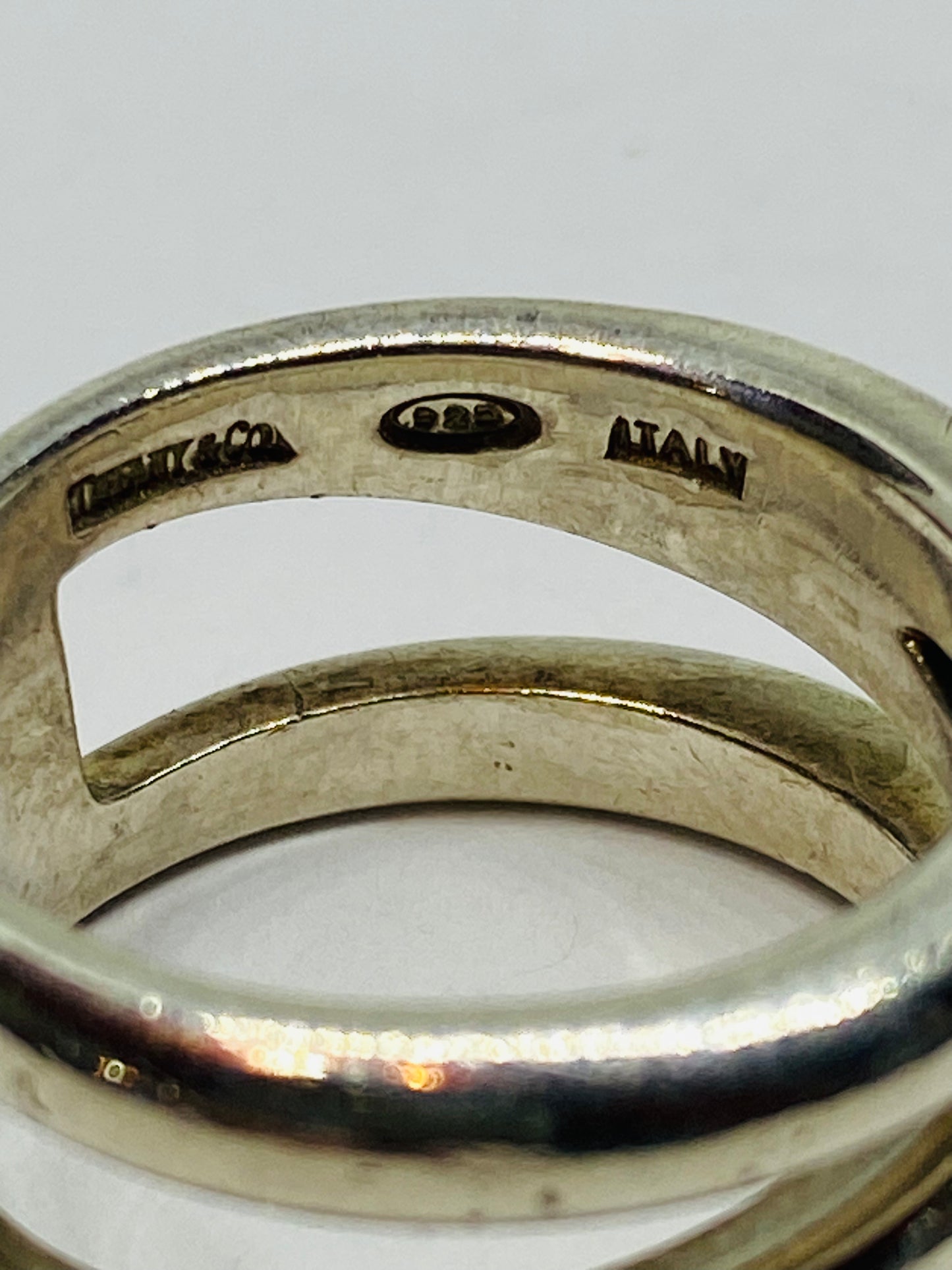 Tiffany & Co. Sterling Silver Ring Open Diagonal Size 6.25 Wide Band