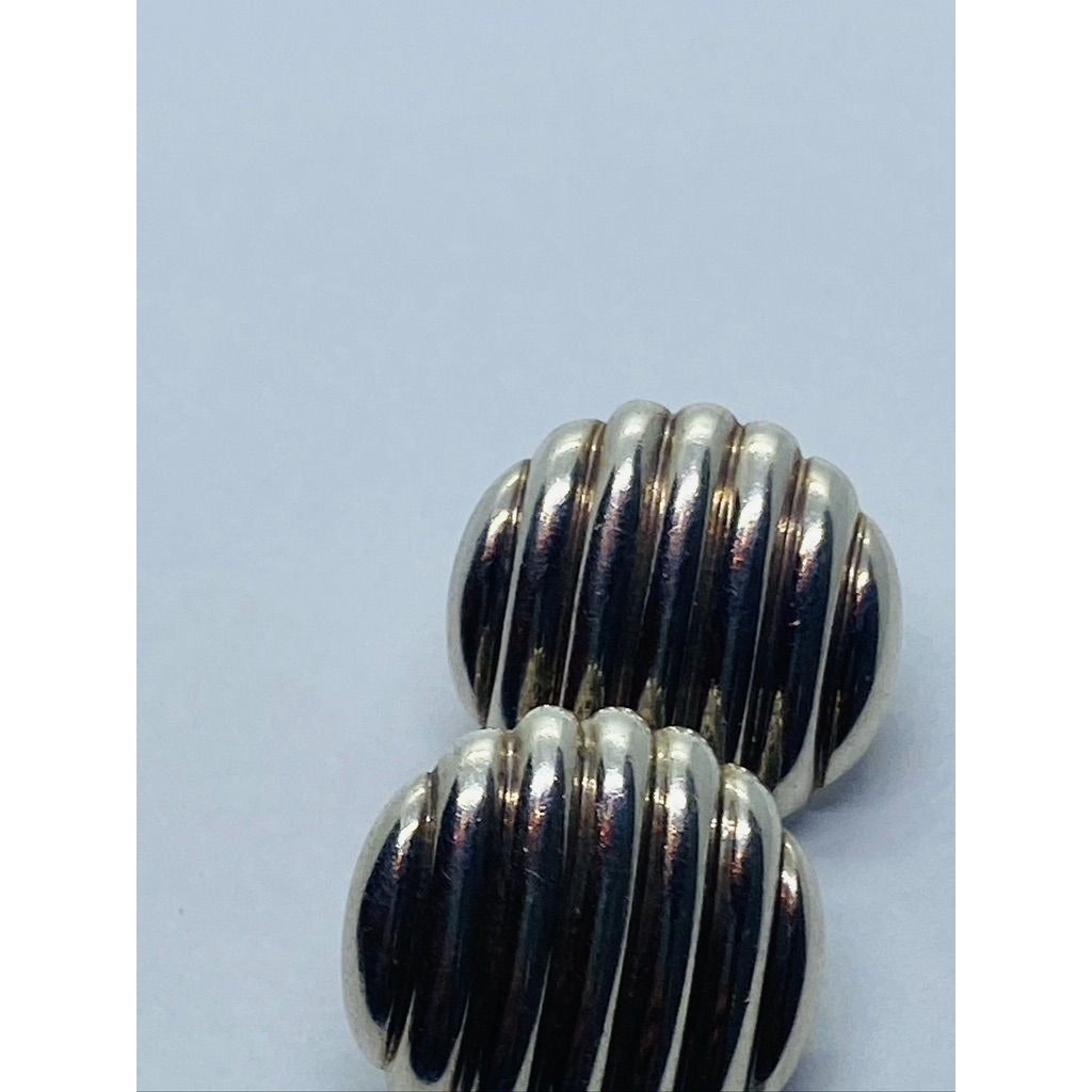 John Hardy Ribbed Post Clip On Earrings Sterling Silver 925